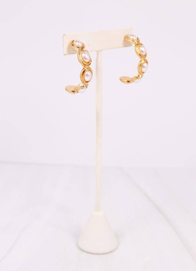 Dalma Pearl Hoop Earring Gold
