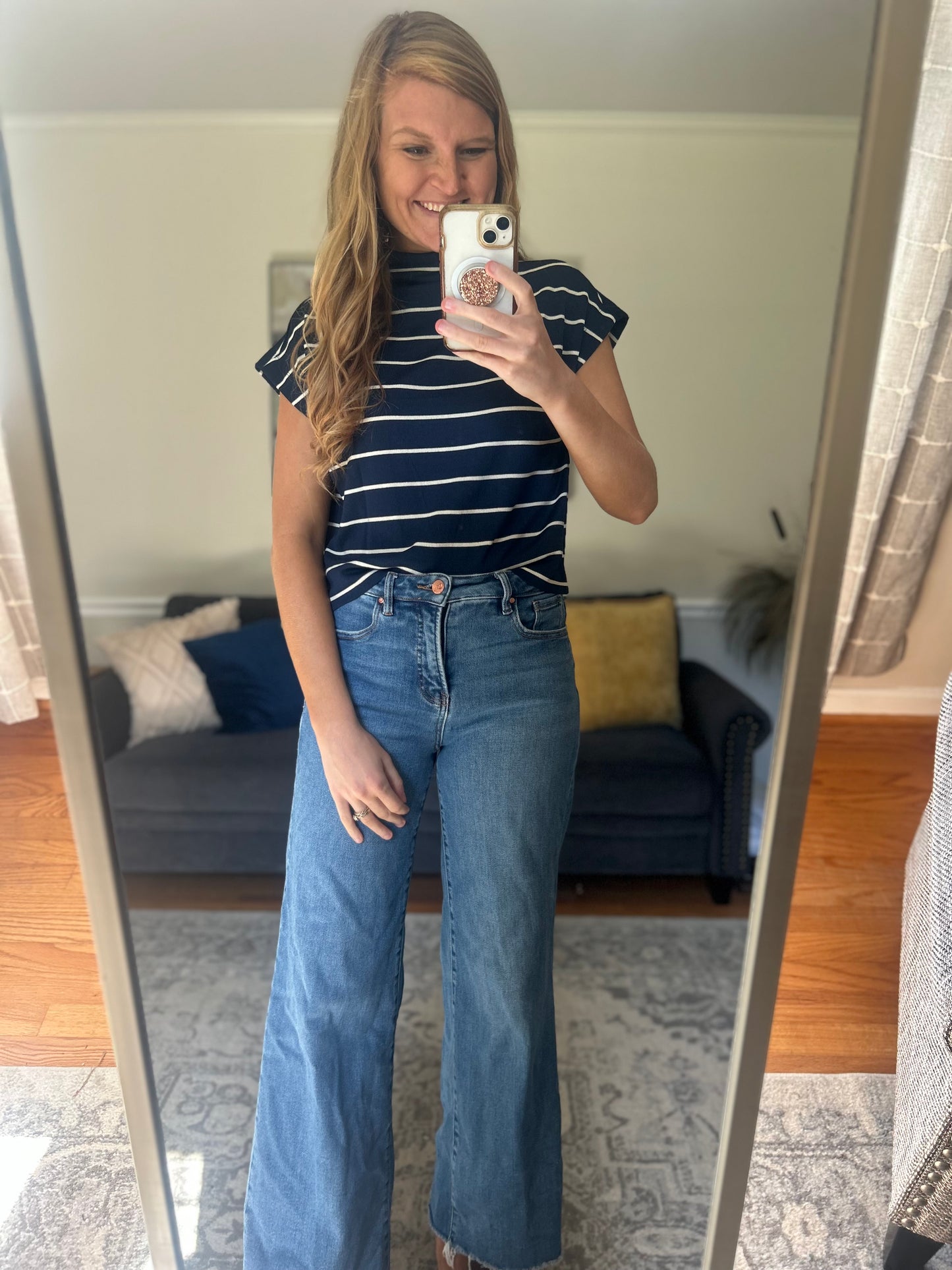 Belmont Striped Mock Neck Top