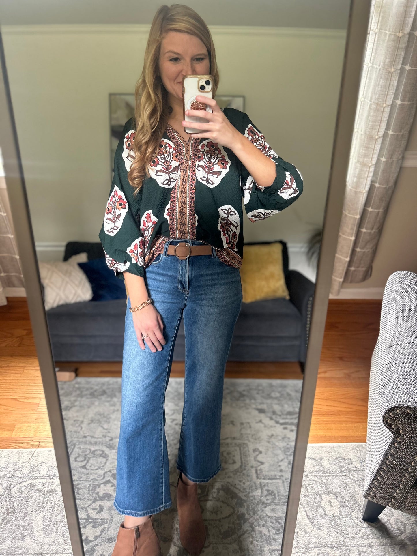 Storybook Botanica Blouse in Forest Green