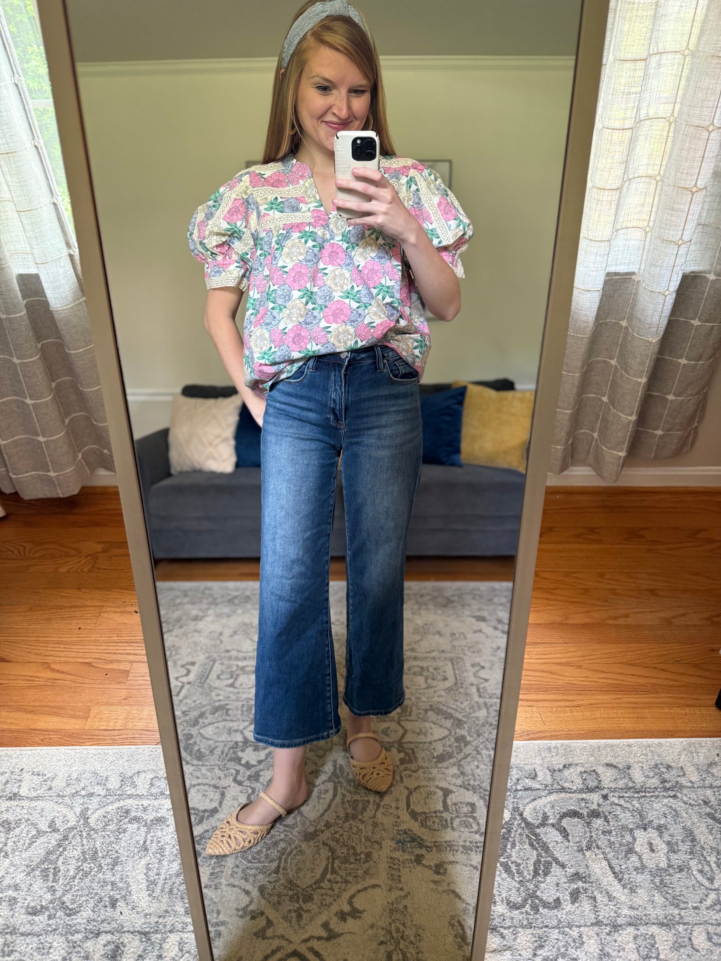 Pastel Petals Lace Detail Blouse