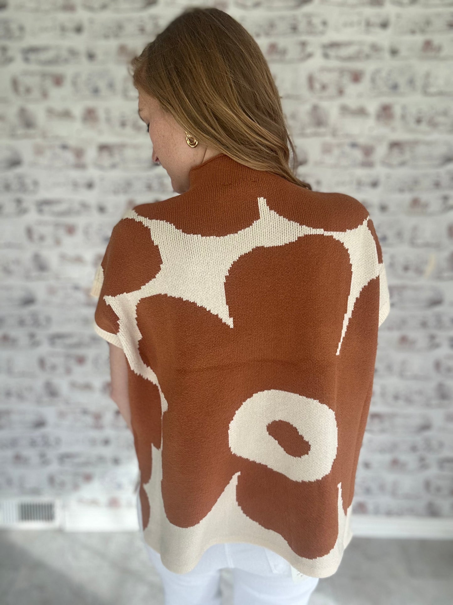 Abstract Flora Mock Neck Top