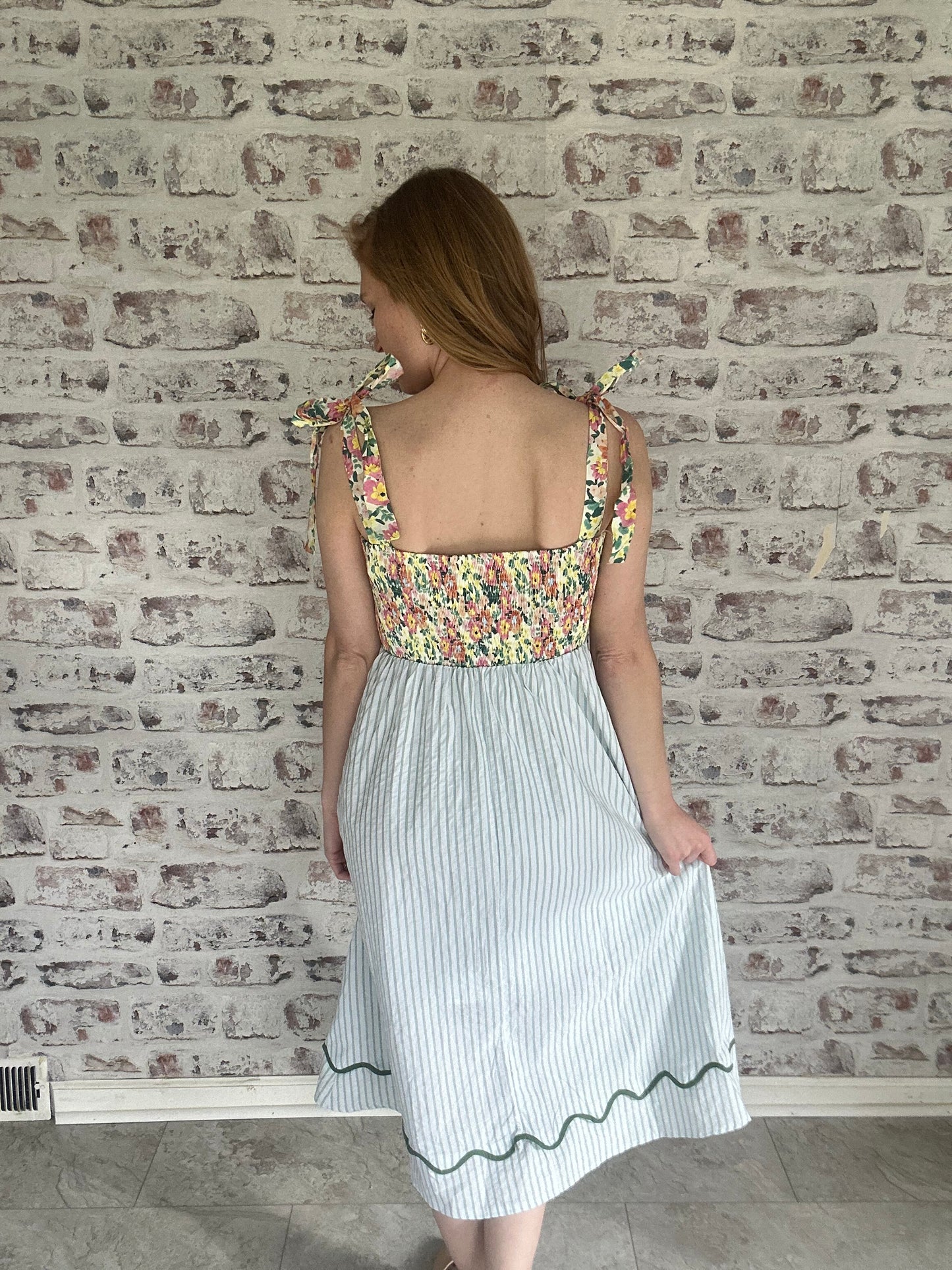 Springtime Flora & Stripe Dress