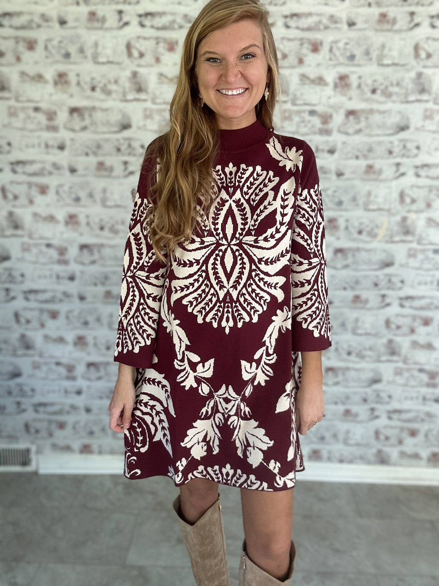 Baroque Bloom Knit Shift Dress