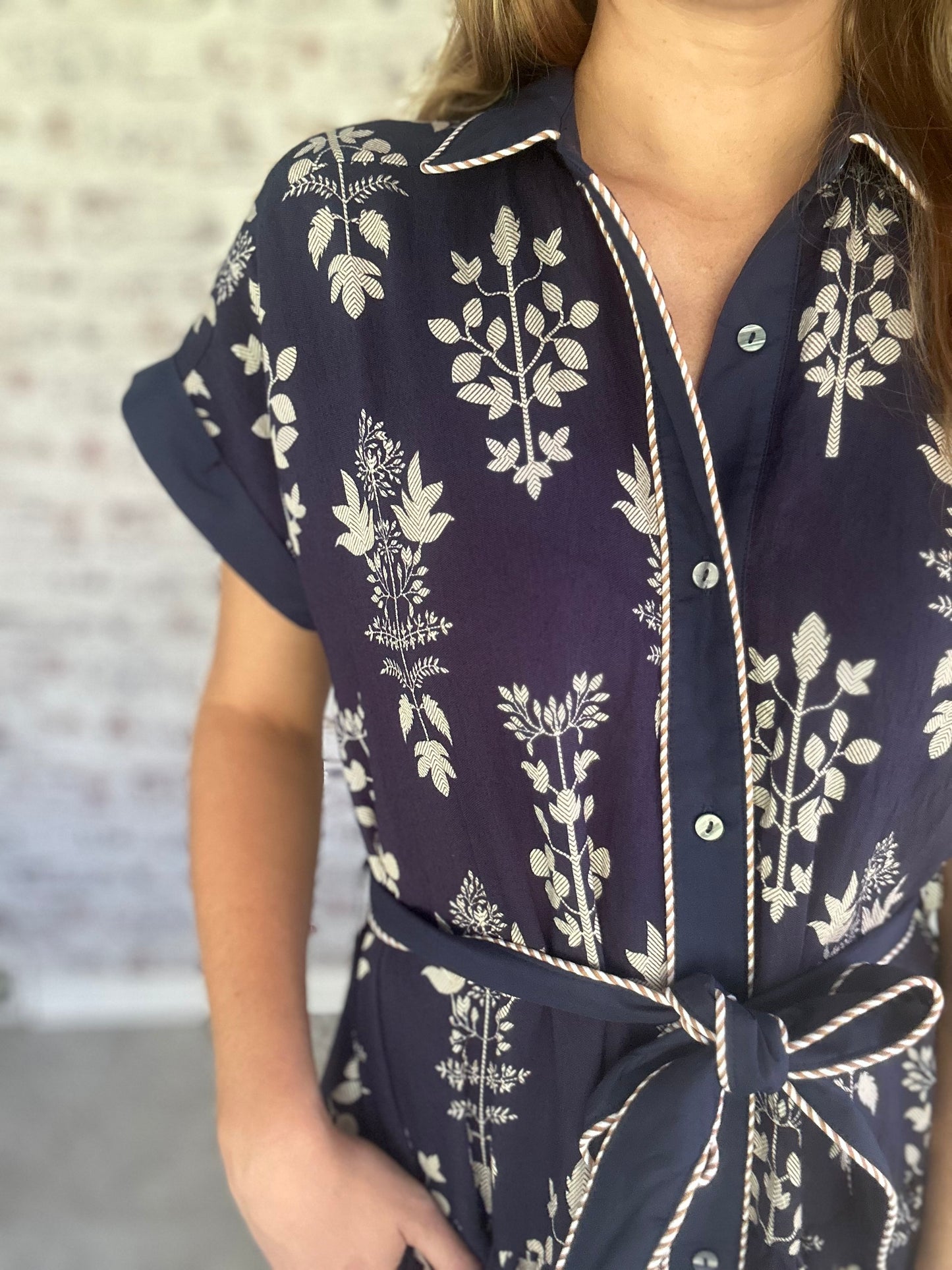 Ellison Row Botanical Collared Midi Dress