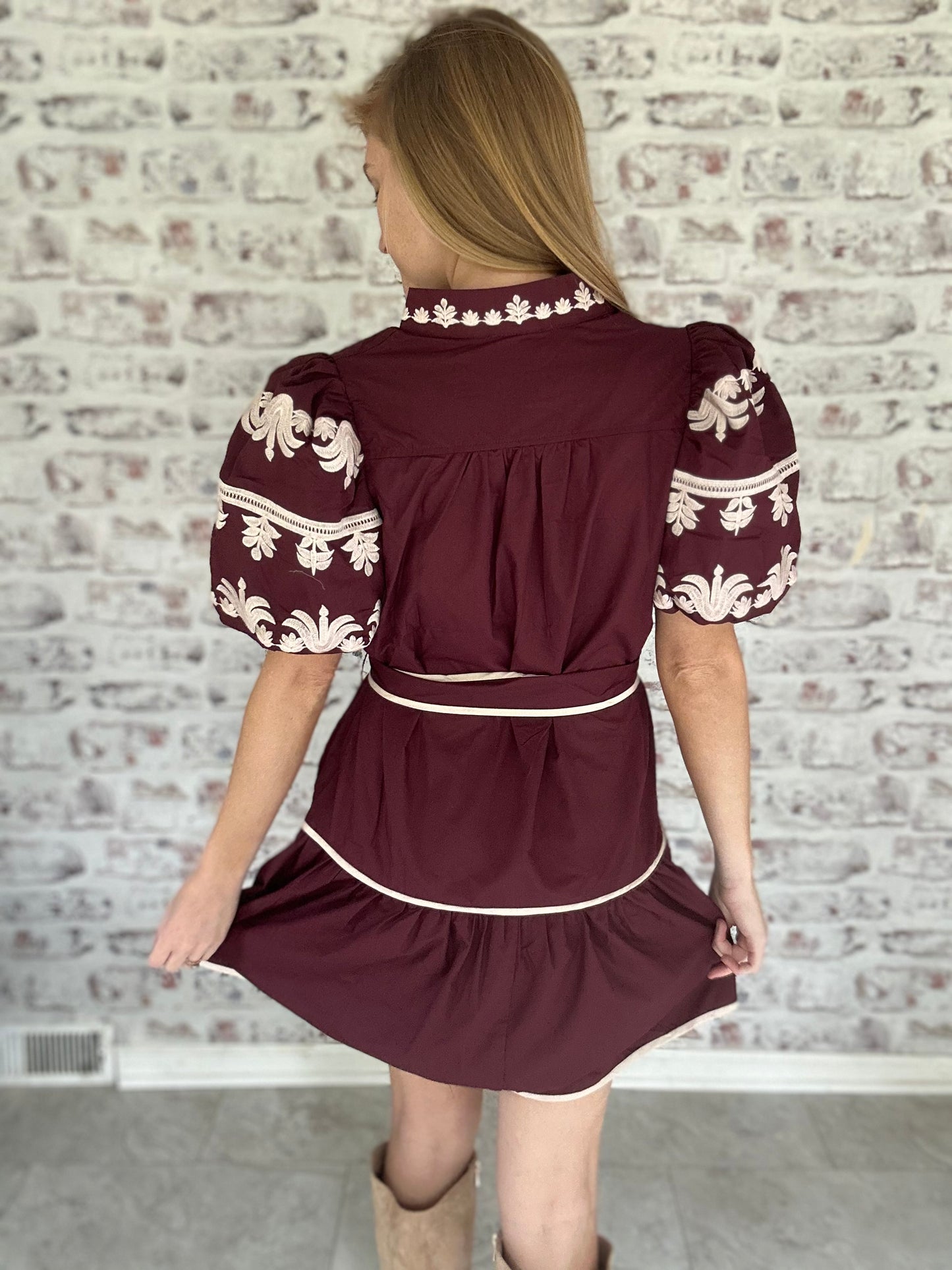 Grandview Embroidered Mini Dress