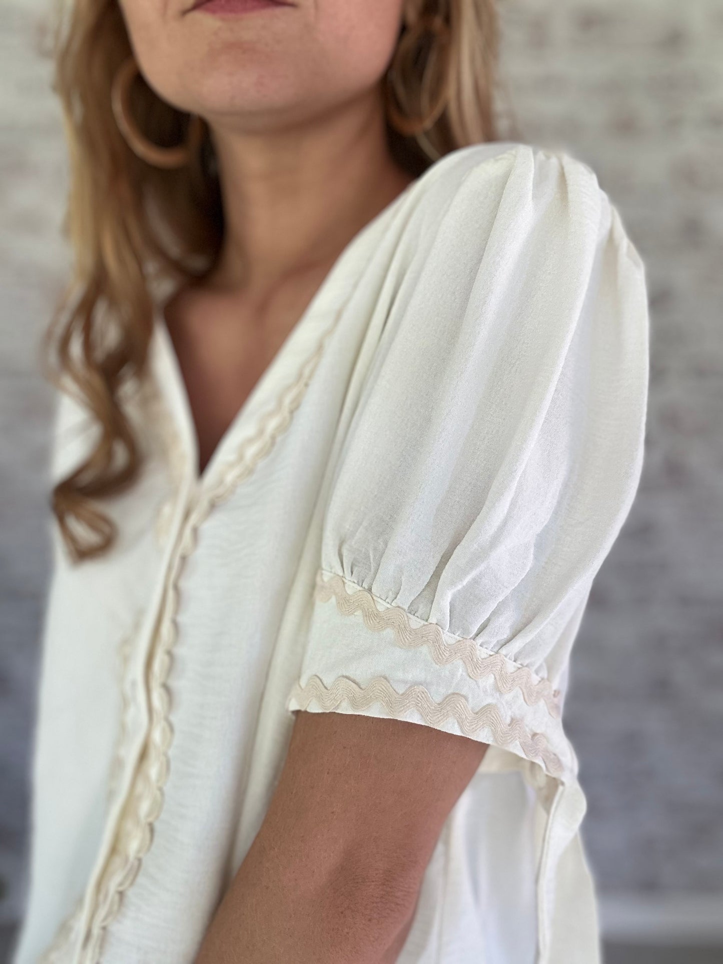 Anniston Ric Rac Bow Sleeve Blouse