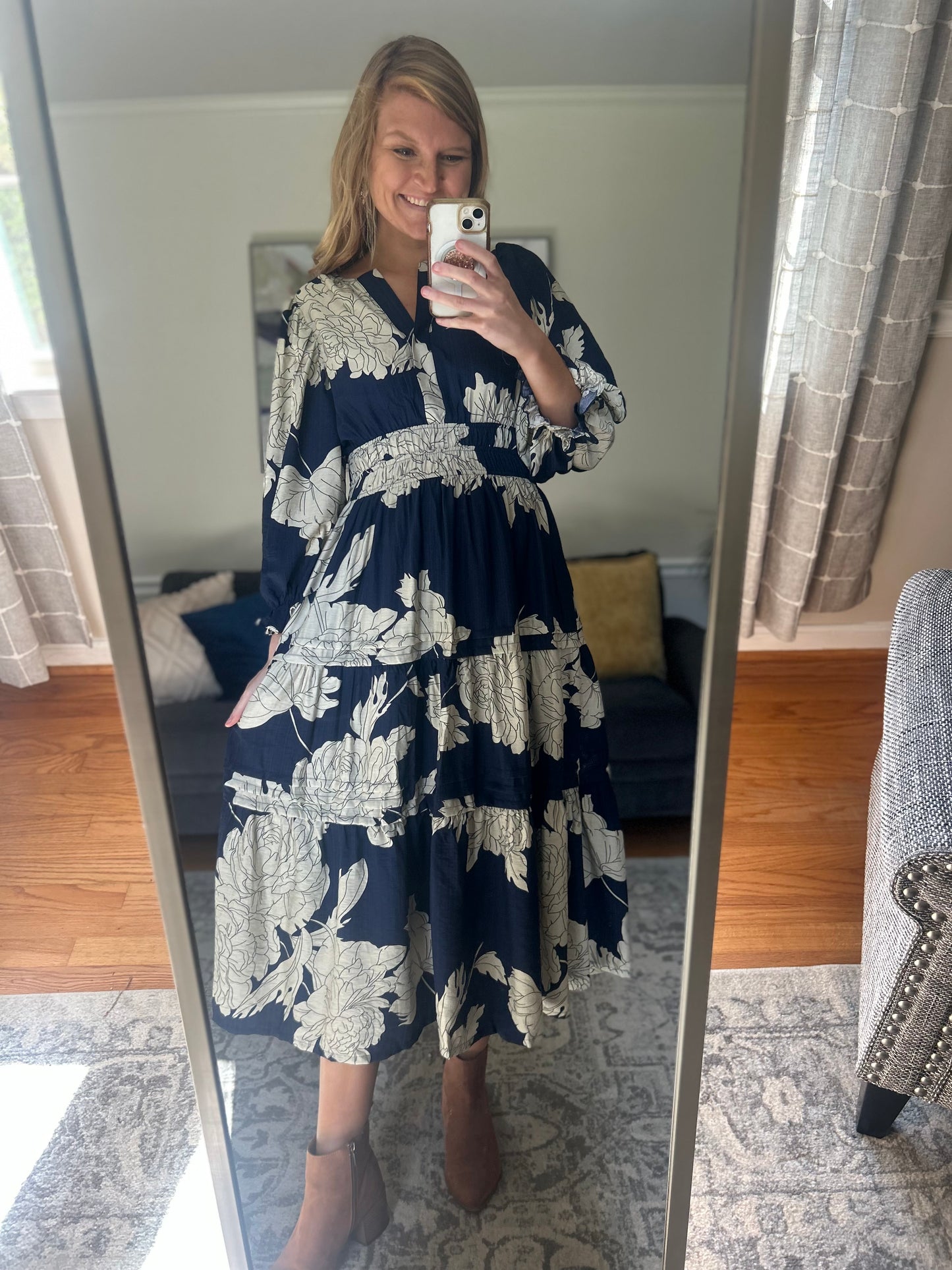 Evening Muse Midi Dress in Navy