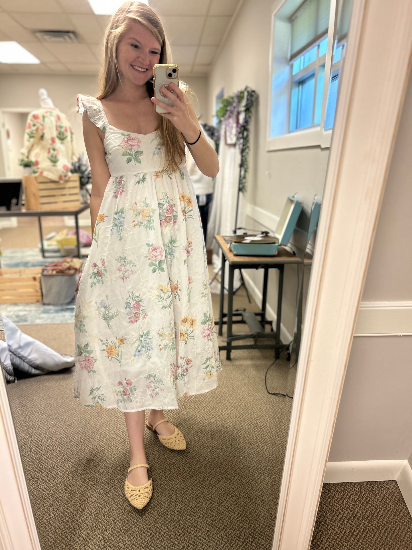 Petal Theory Flutter Sleeve Midi Dress