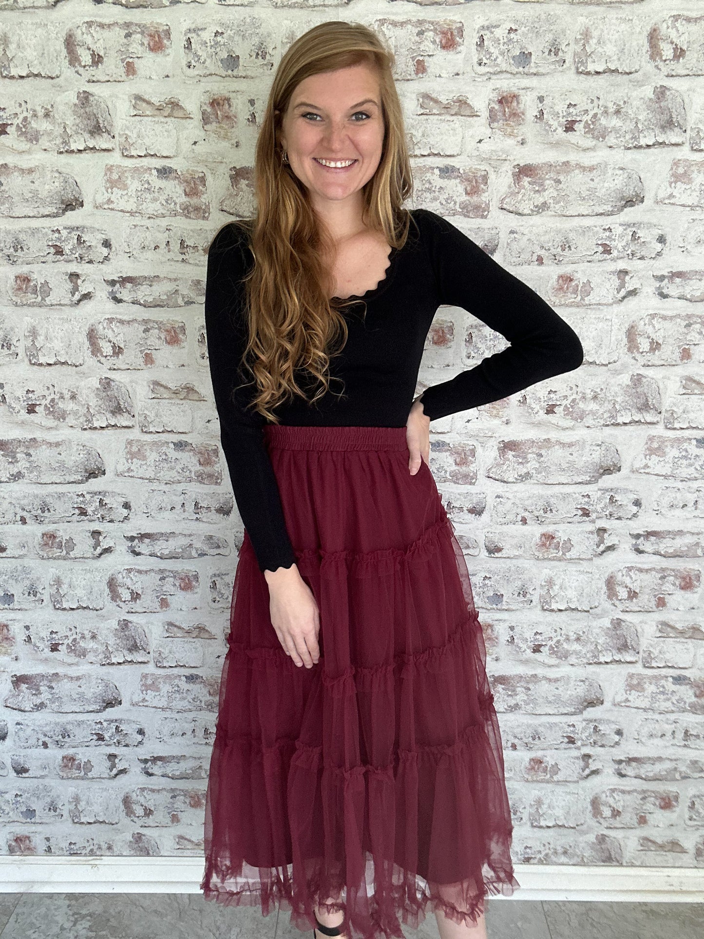 Tulle Dreams Tiered Midi Skirt