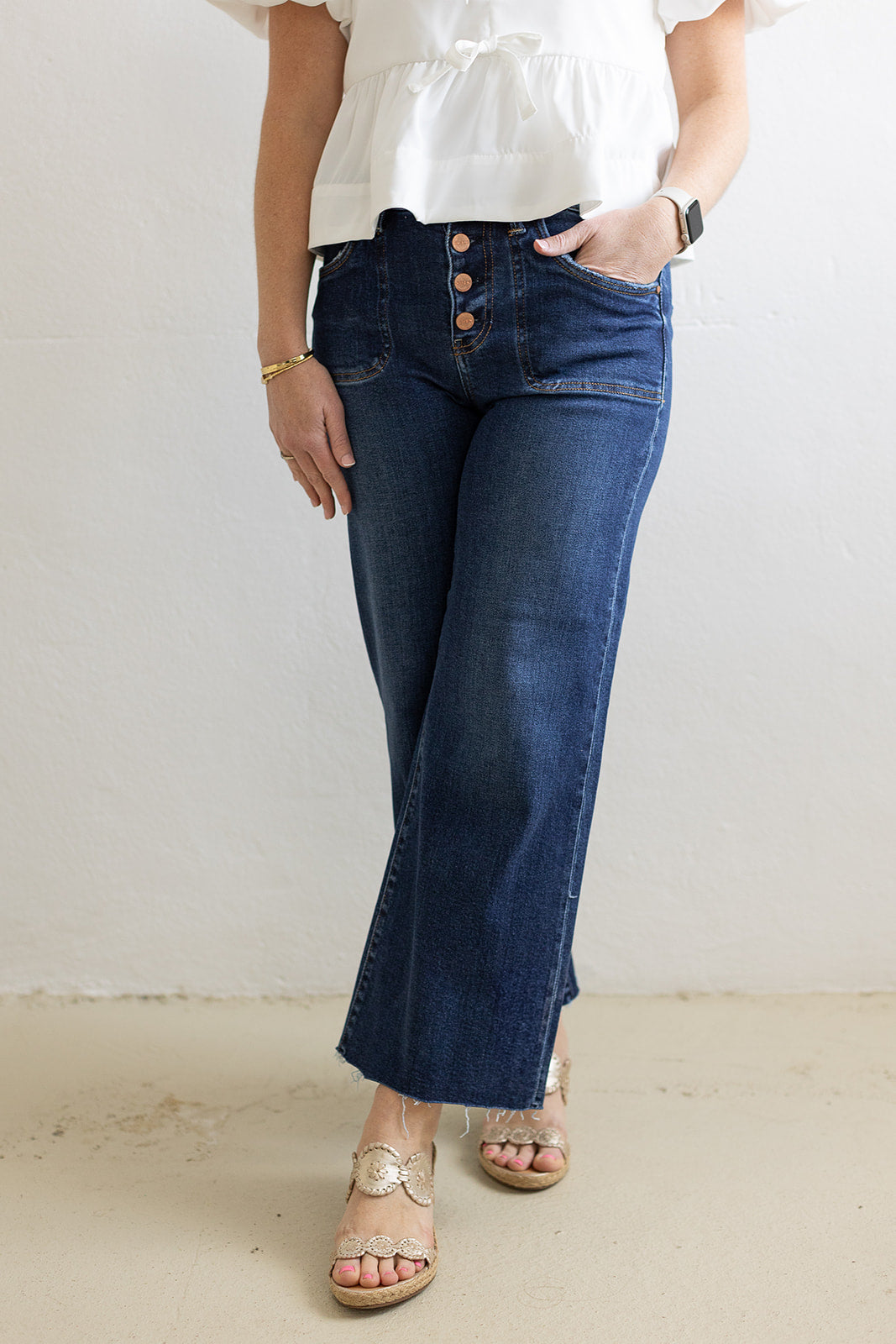 Cropped Button Up Jeans