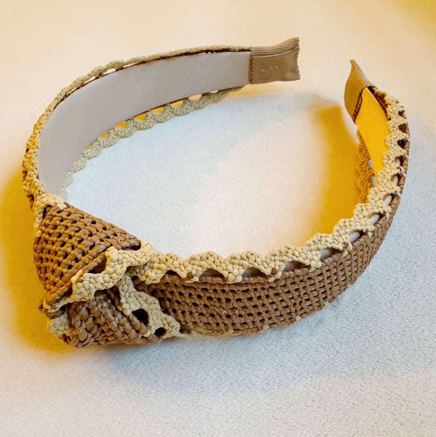 Summer Breeze Crochet Edge Headband: Coffee