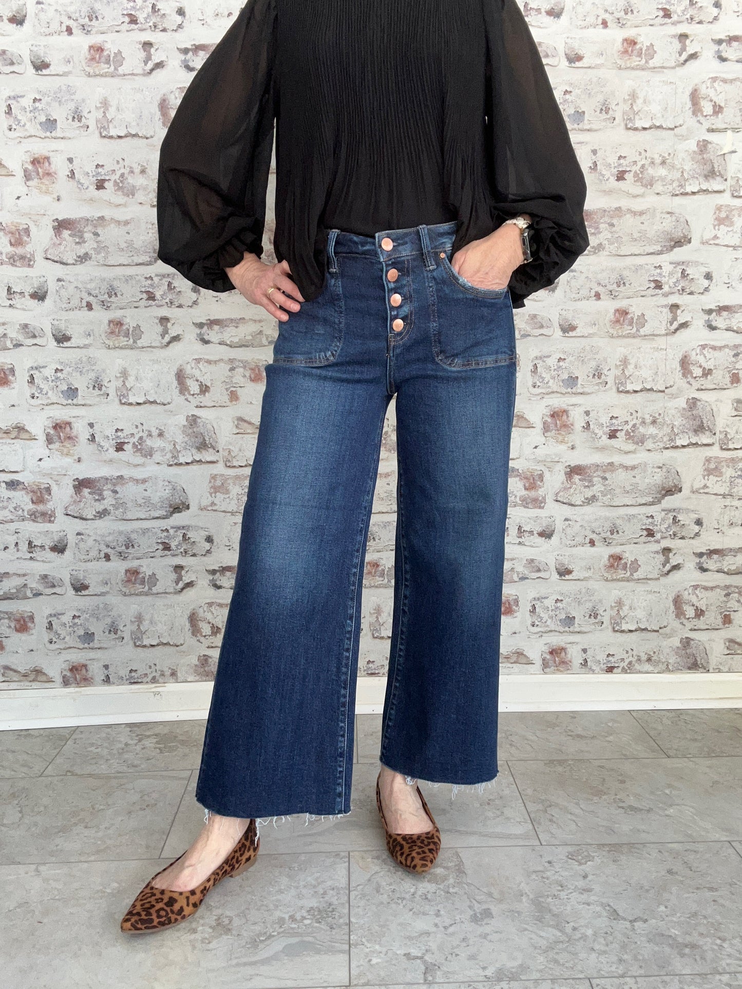 Cropped Button Up Jeans