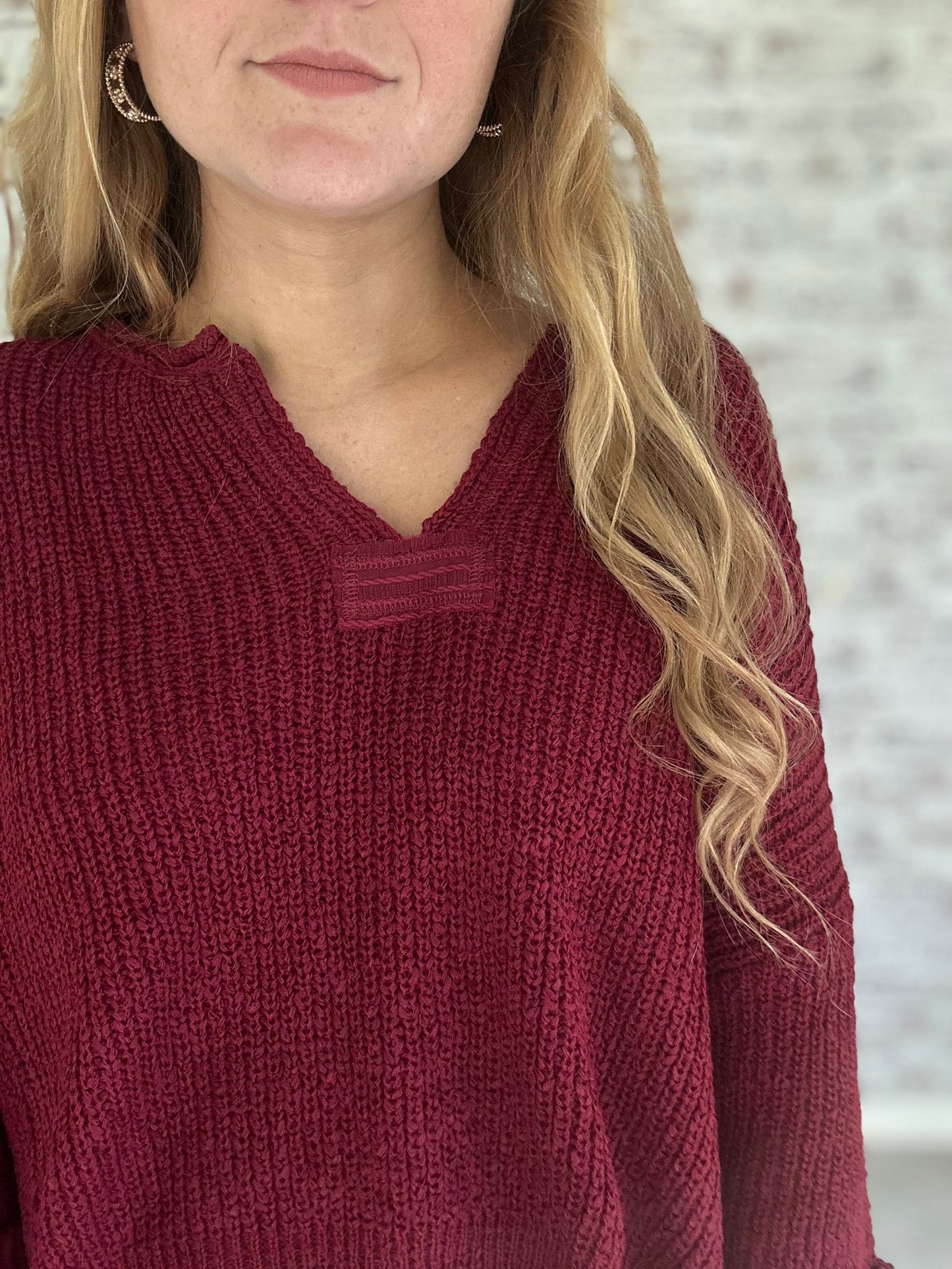 Oversized Crop Sweater in Cabernet