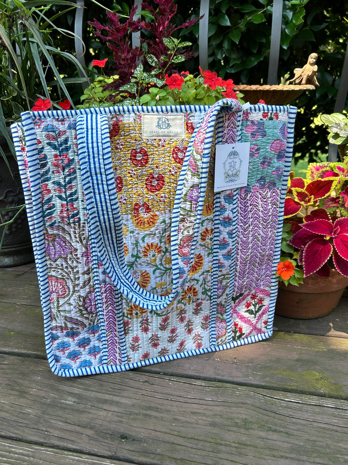 Patchwork Postcard Quilted Tote