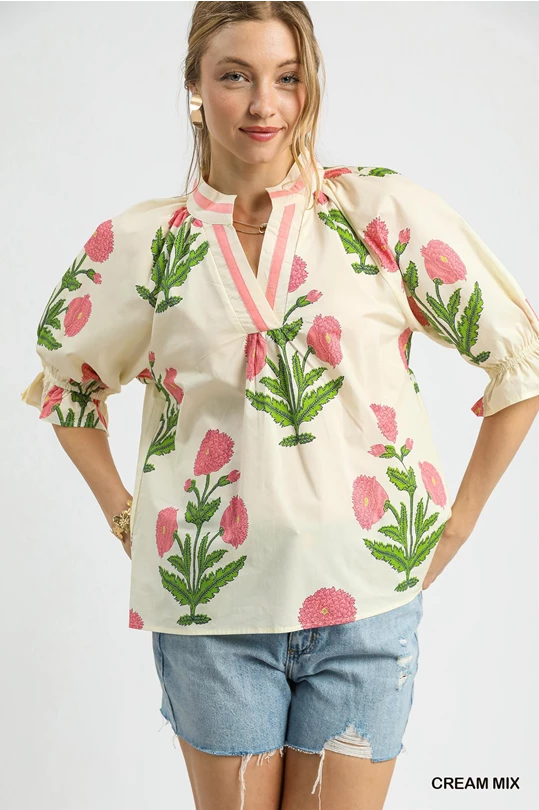 Vivian Block-Inspired Floral Blouse