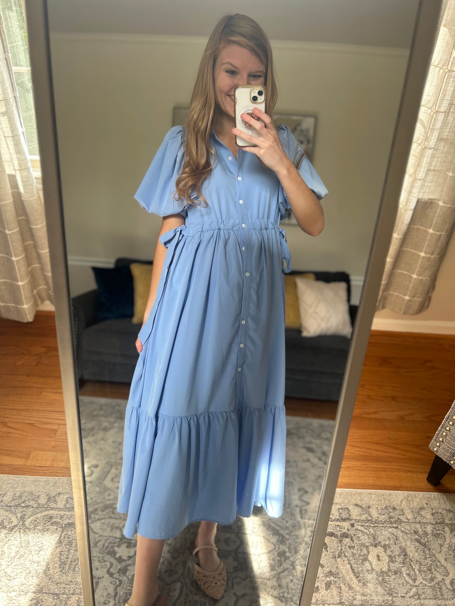 Manor House Puff Sleeve Midi Dress