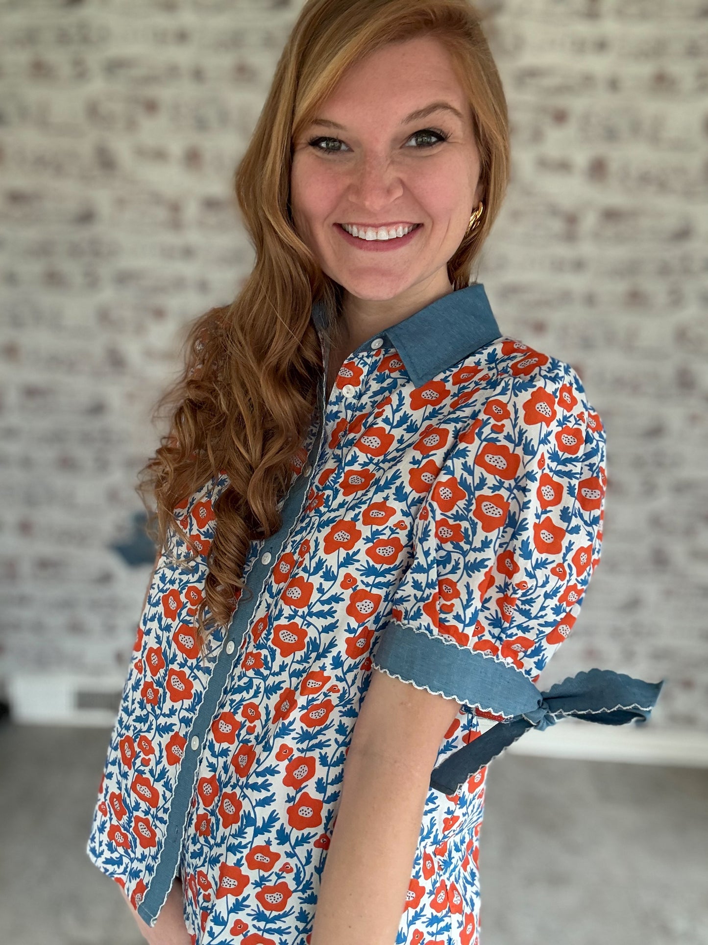 Prim and Floral Bow Sleeve Blouse