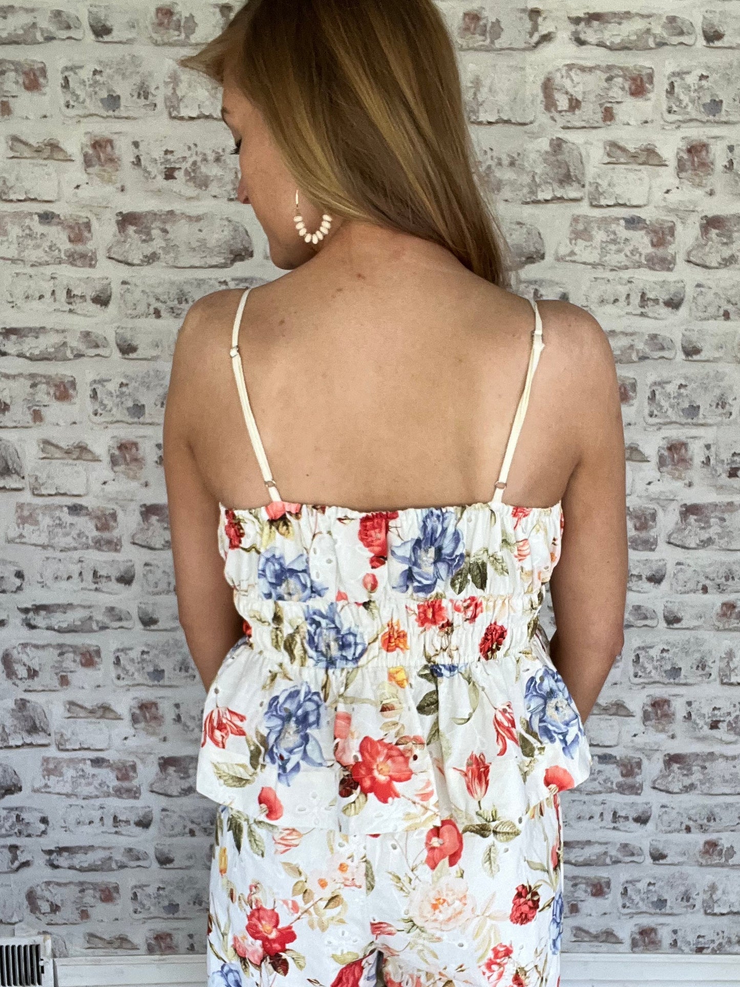 Afternoon Muse Eyelet Peplum Top