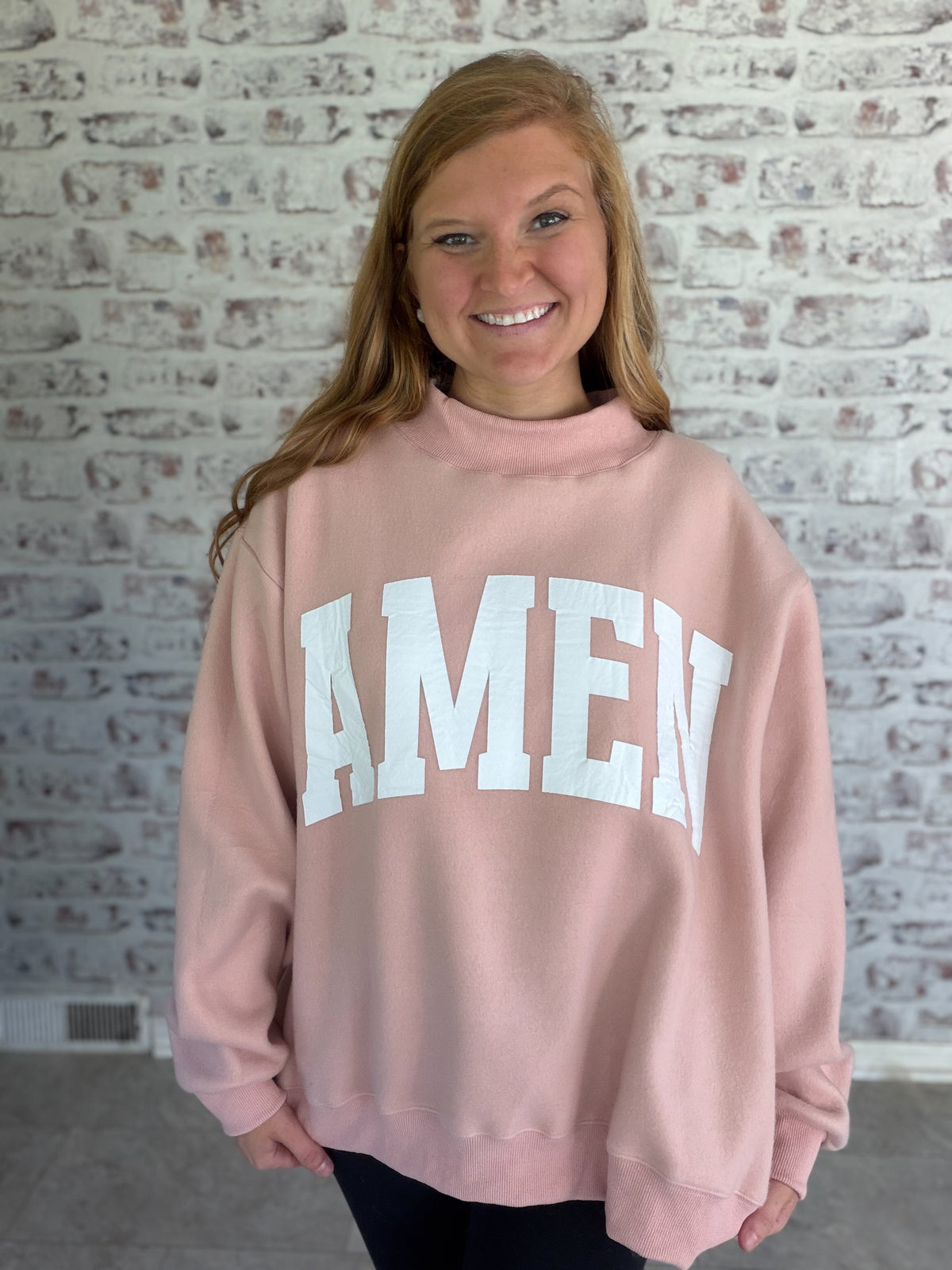 WWJD Reversible Mock Neck in pink