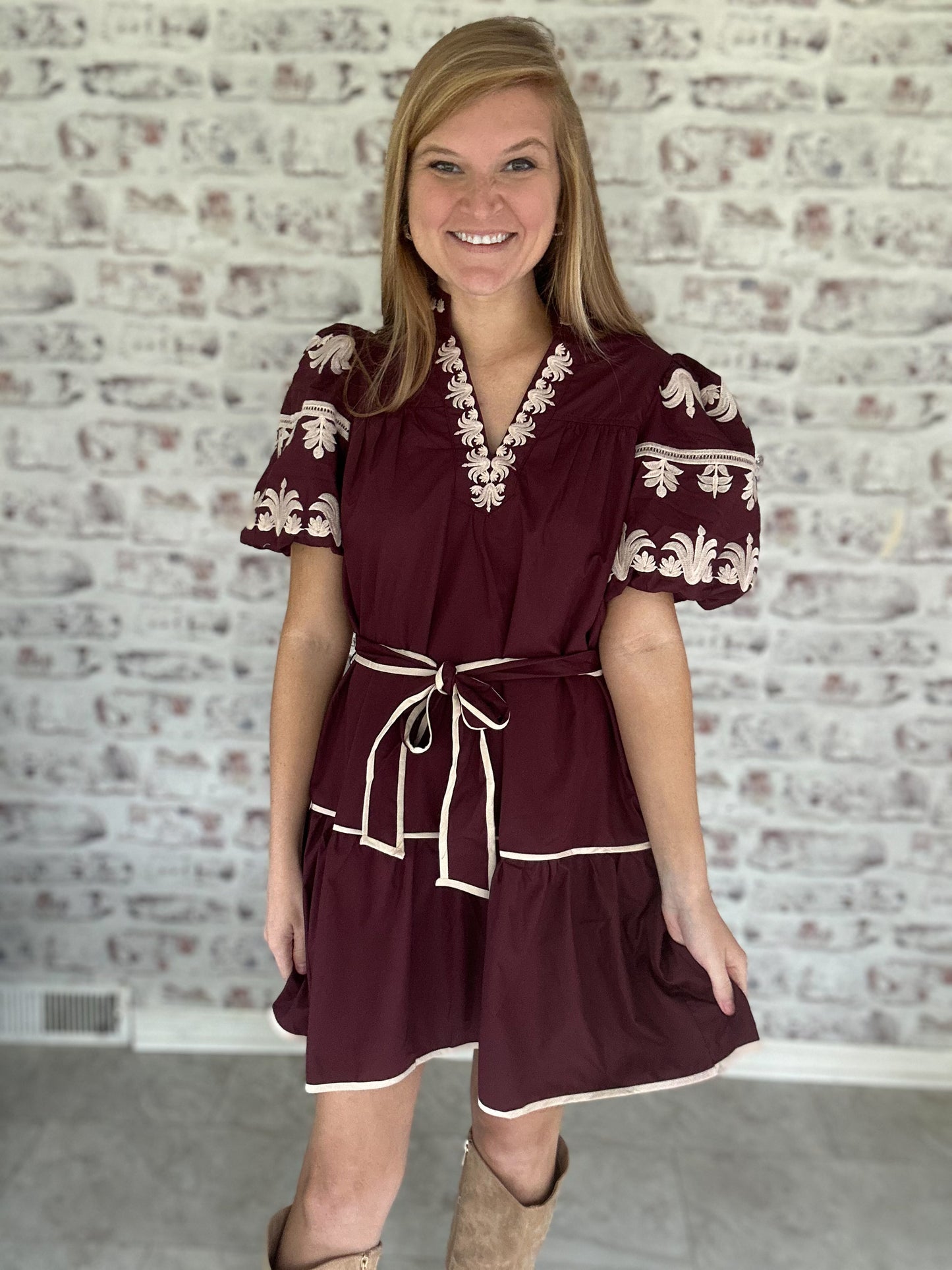 Grandview Embroidered Mini Dress