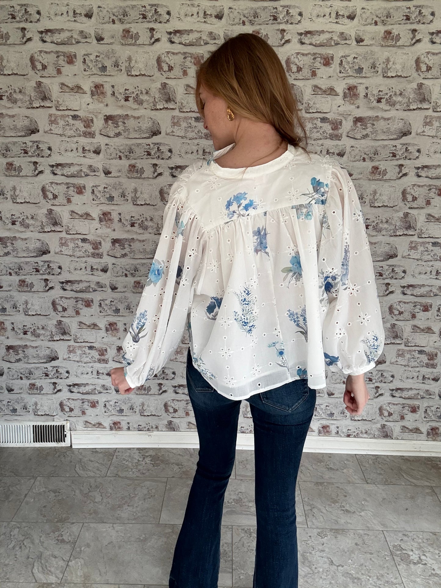 Dainty Dream Floral Eyelet Blouse