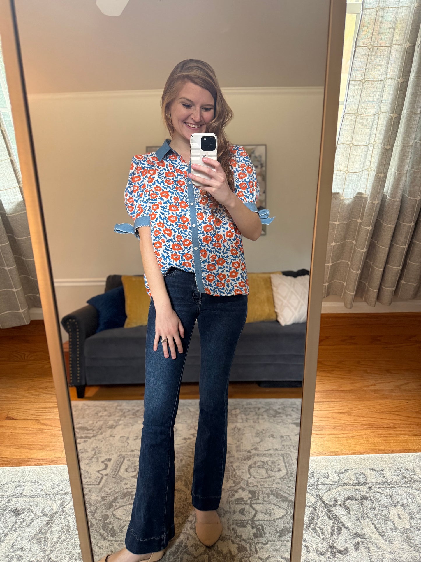 Prim and Floral Bow Sleeve Blouse