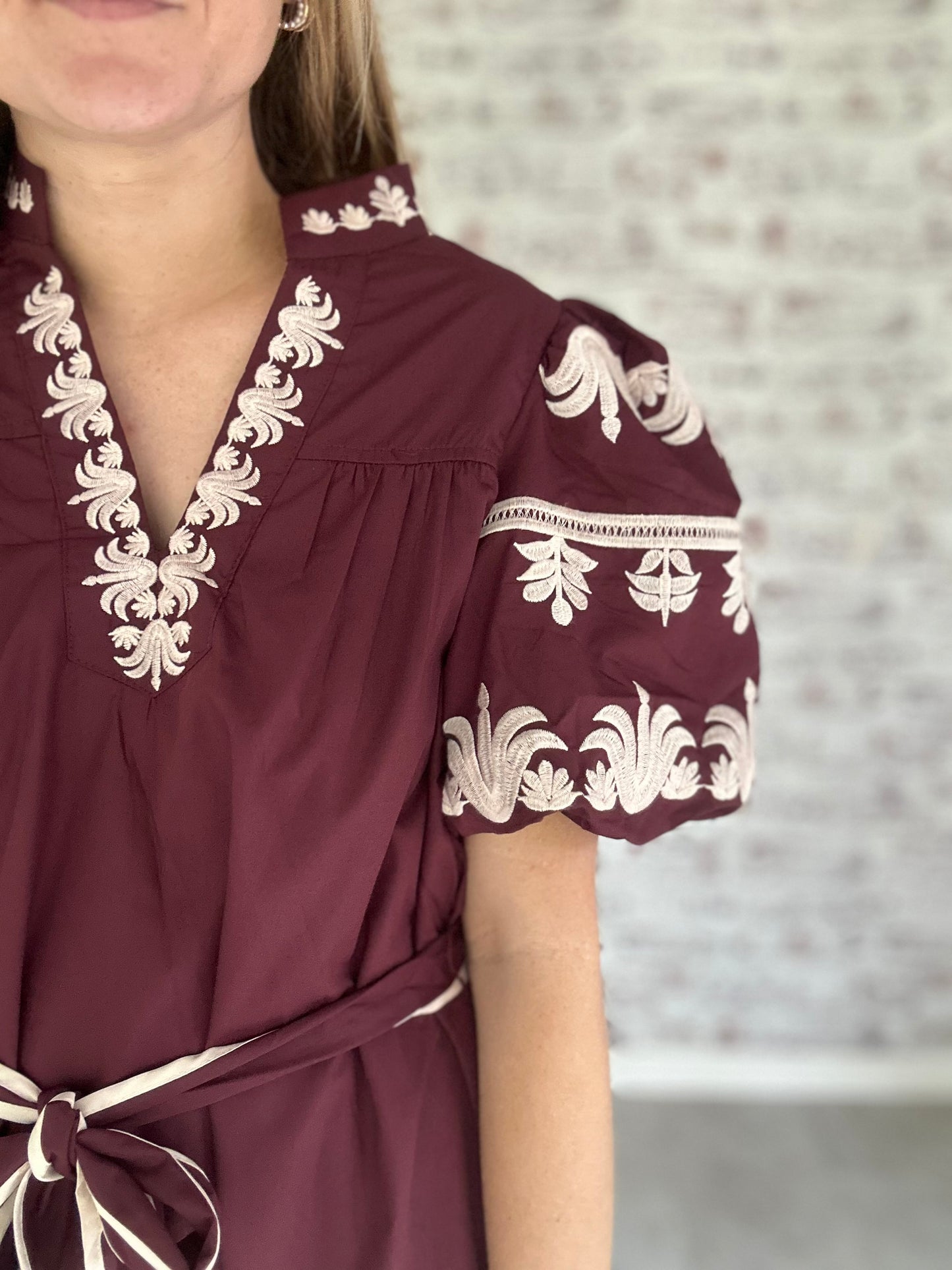 Grandview Embroidered Mini Dress