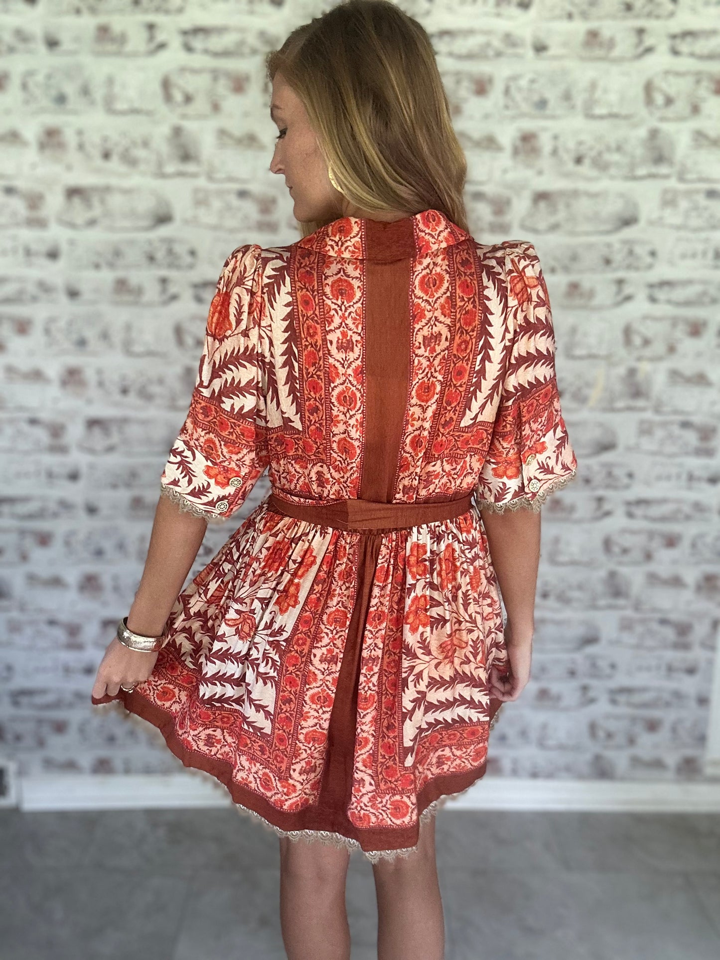 Autumn Light Lace Trim Dress