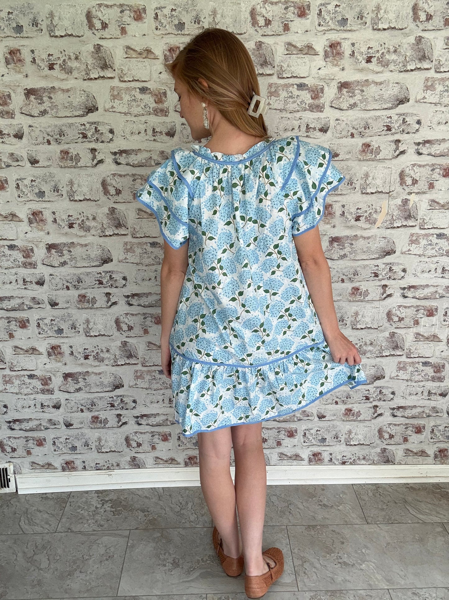 Hydrangea Haze Flutter Sleeve Dress