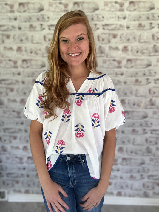 Tallulah & Thread Floral Embroidered Top