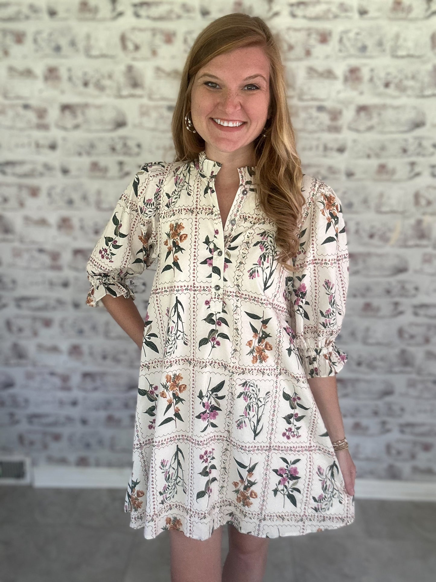 Love Letter Blooms Ruffle Sleeve Mini Dress