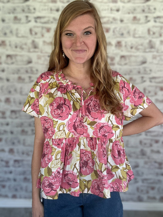 Rooted in Bloom Floral Peplum Top