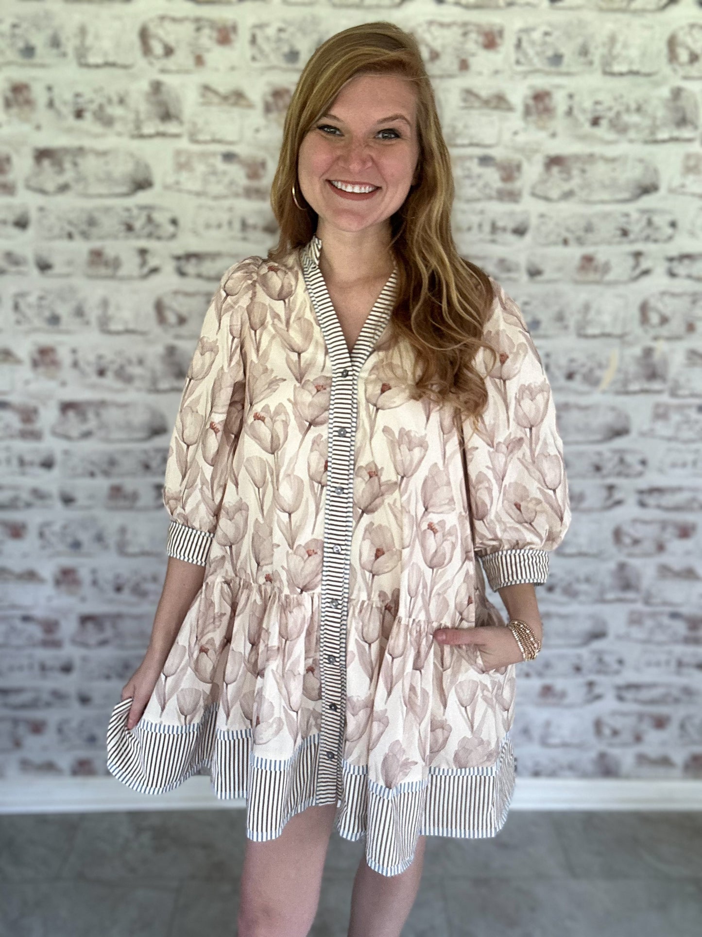 Lottie Lou Floral & Stripe Mini Dress