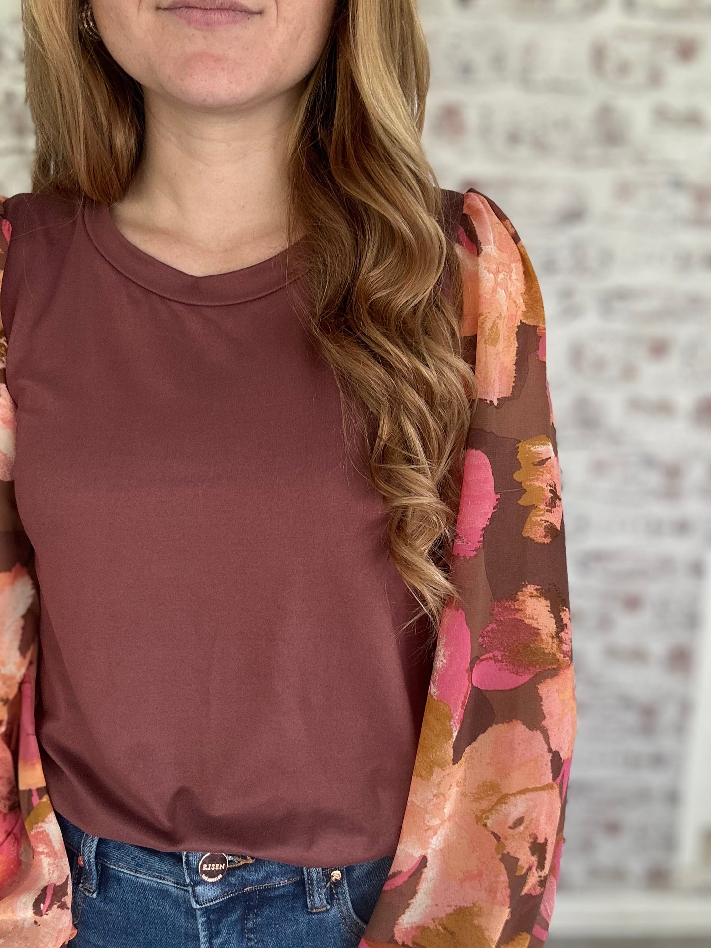 Sunset Garden Floral Sleeve Top