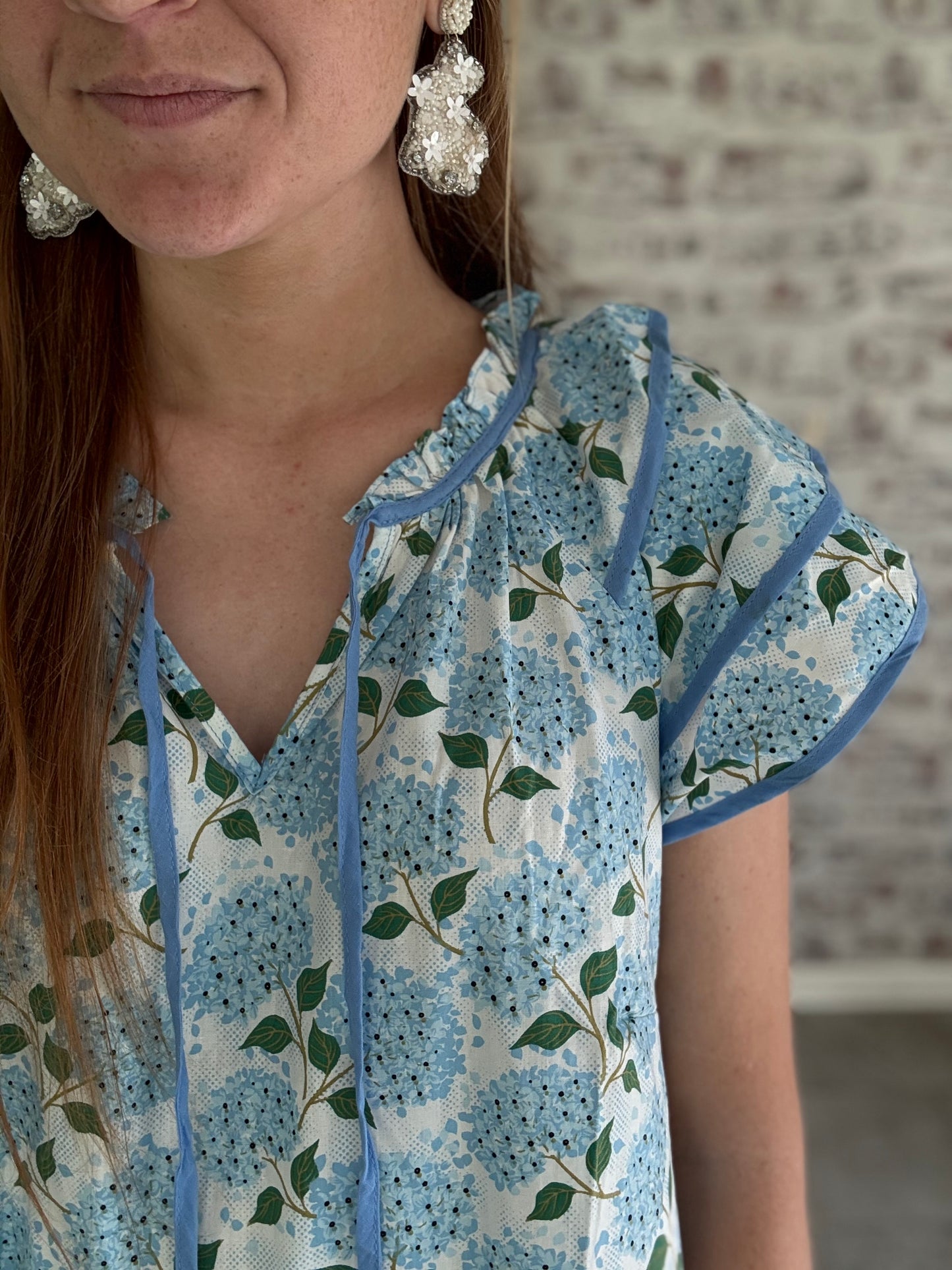 Hydrangea Haze Flutter Sleeve Dress