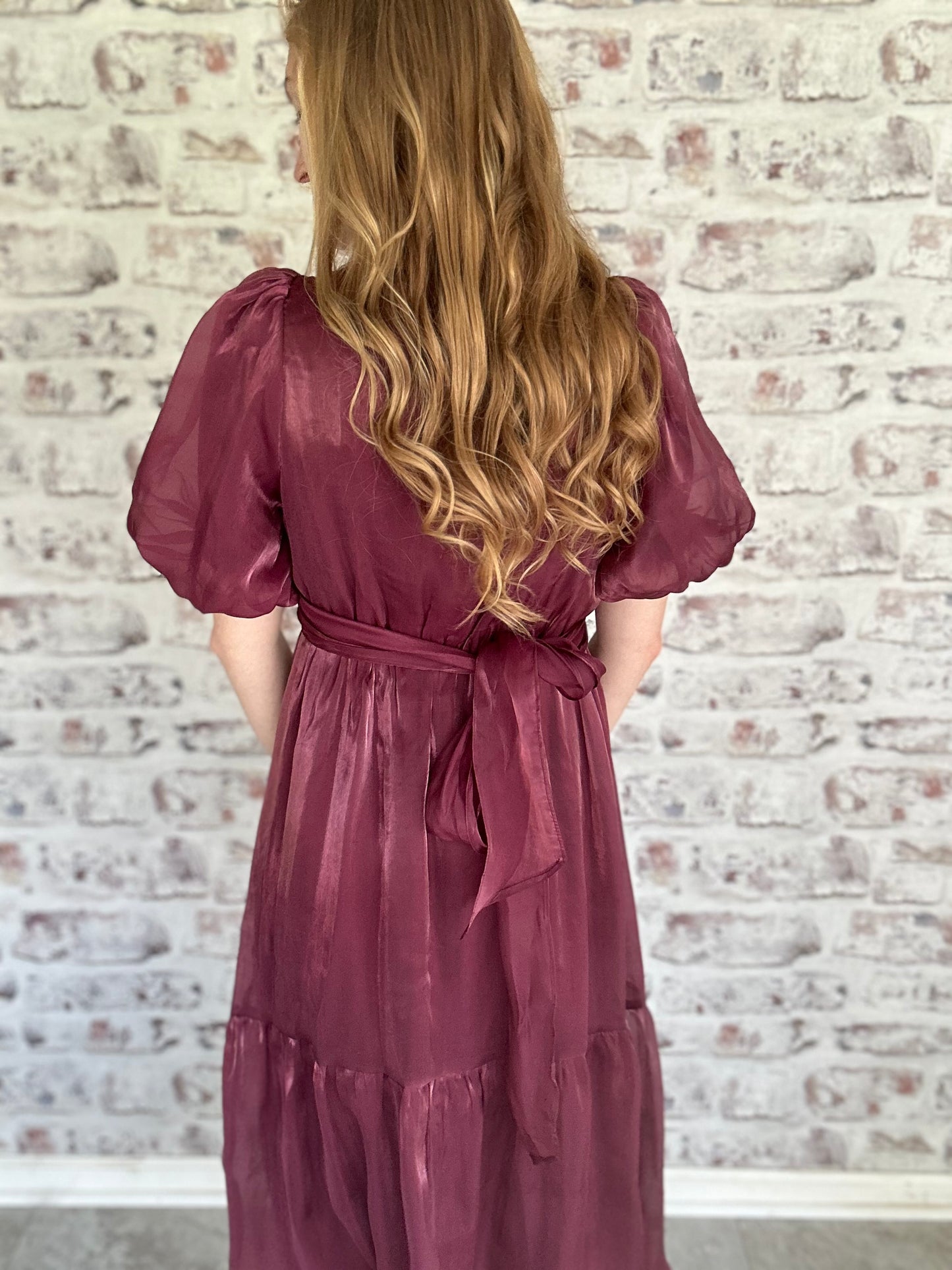 Joyful Gatherings Puff Sleeve Midi Dress