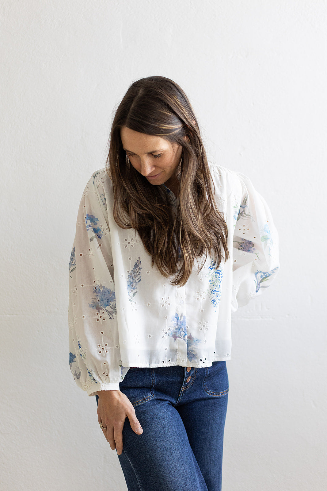 Dainty Dream Floral Eyelet Blouse