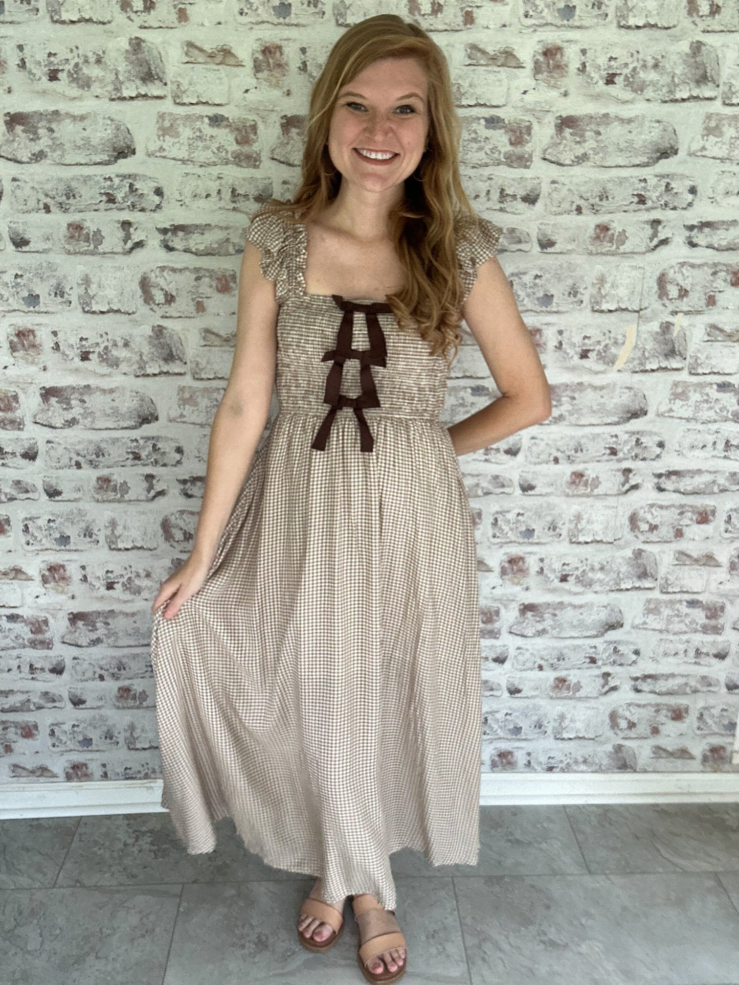 Bows & Poetry Gingham Midi Dress