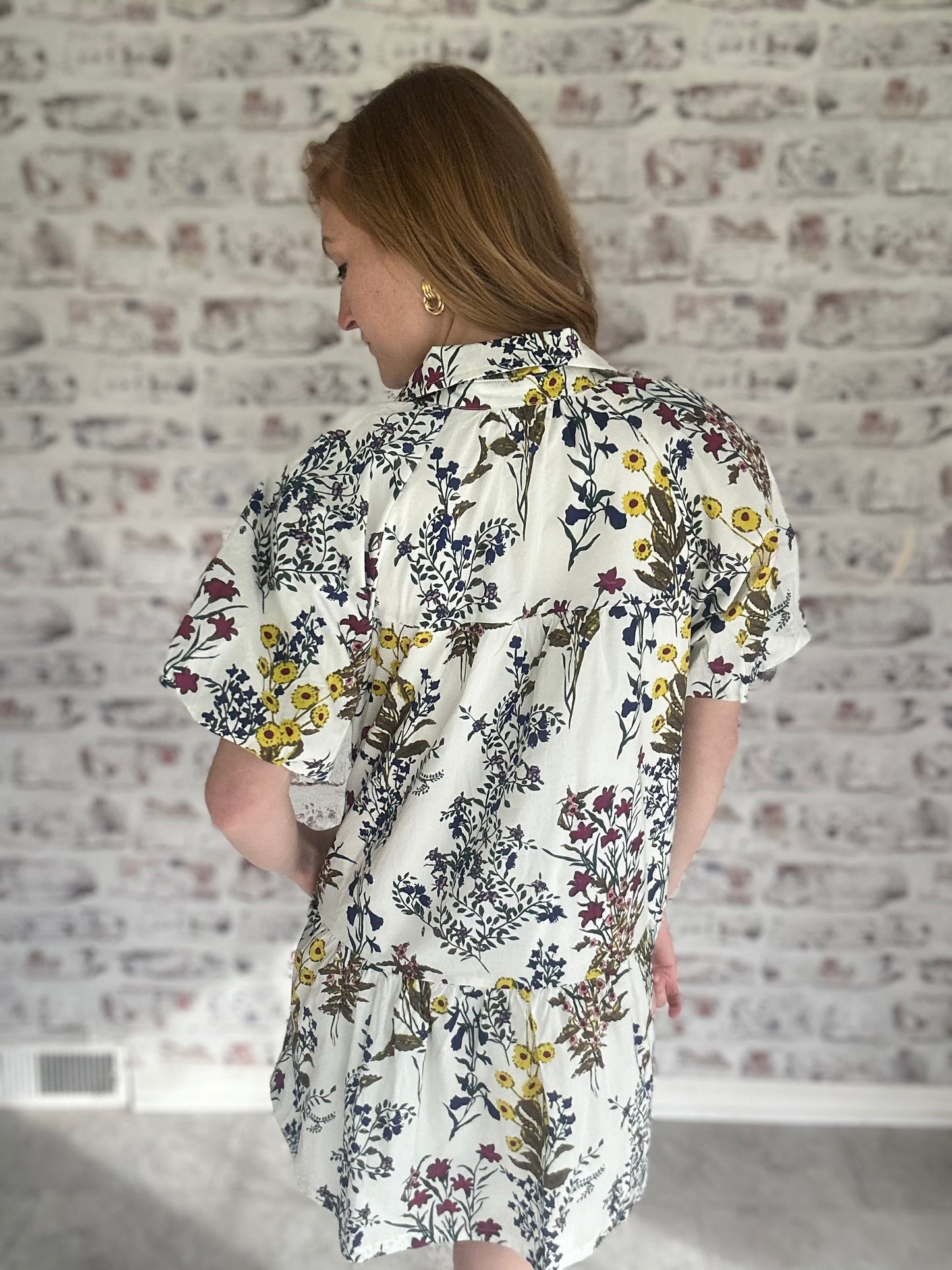 Sunlit Fields Floral Collared Dress