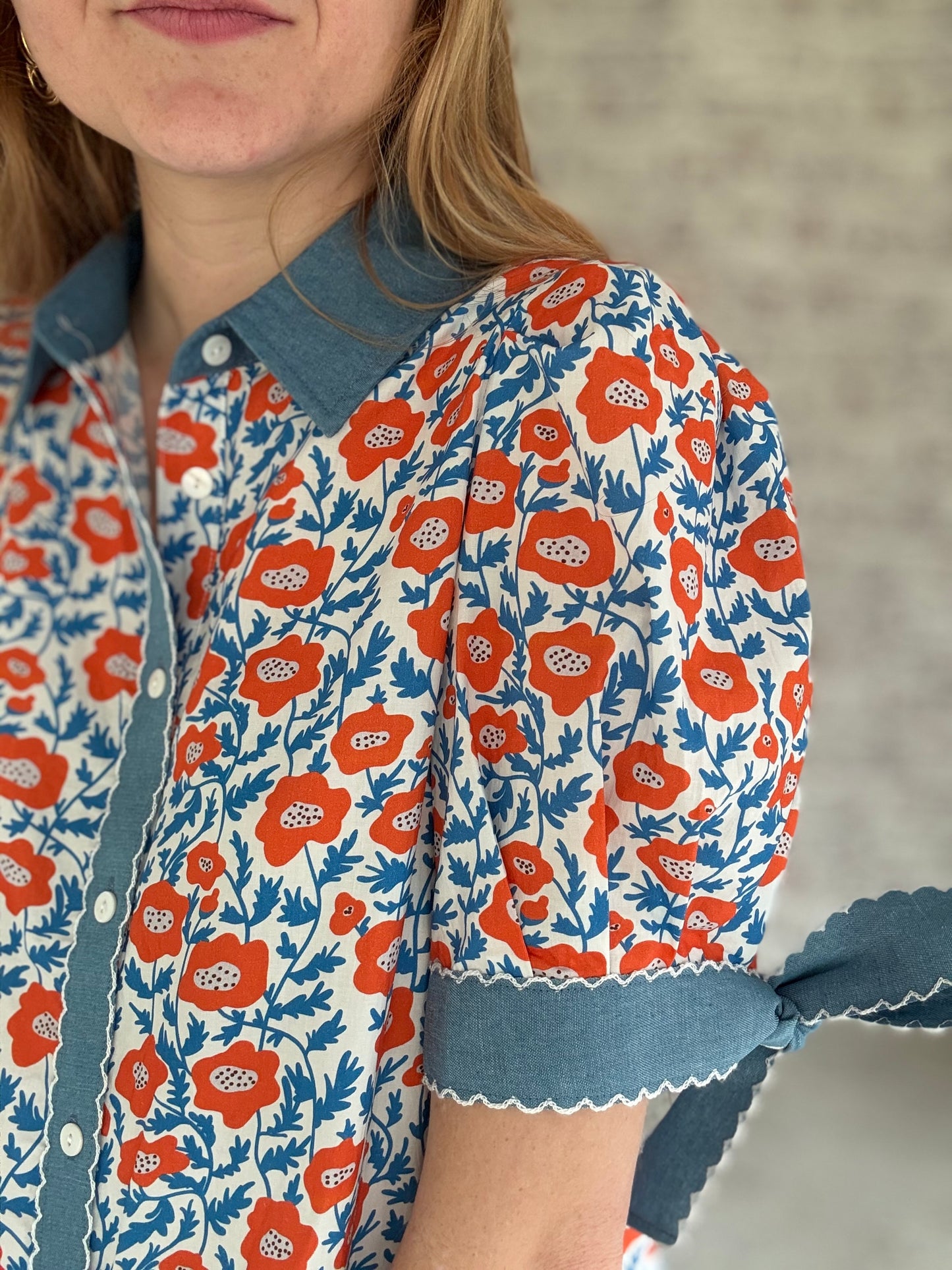 Prim and Floral Bow Sleeve Blouse
