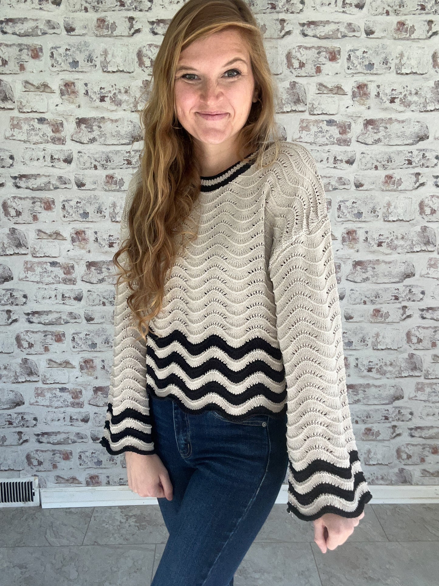 Wavy Knit Sweater