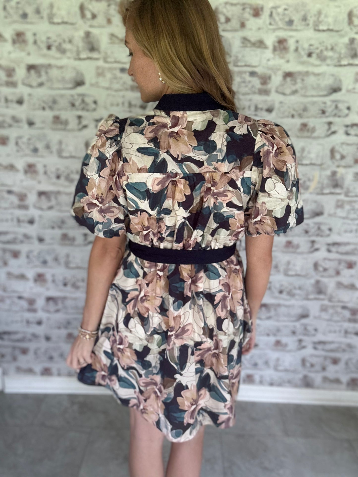 Dusky Meadow Navy Mini Dress