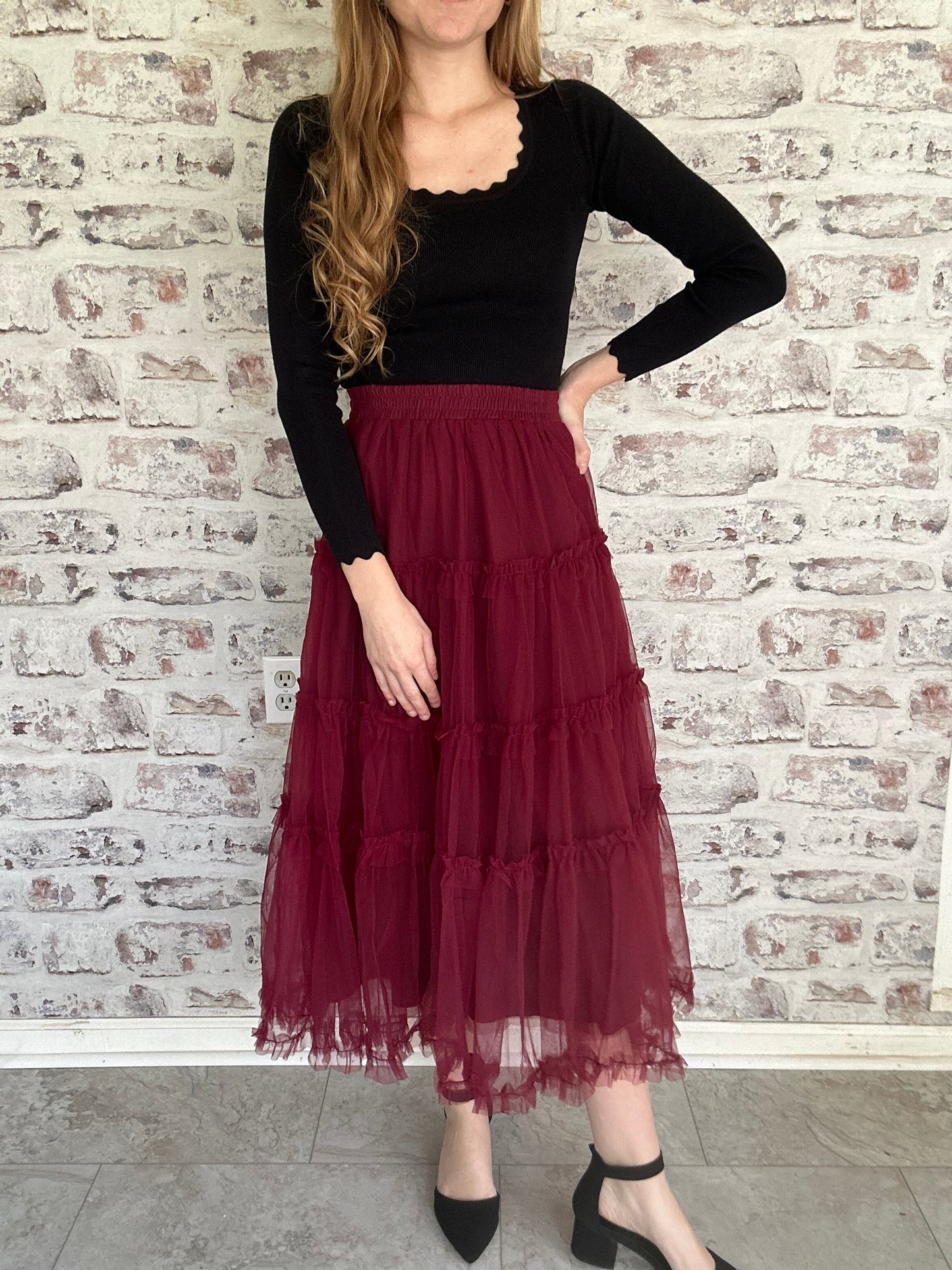 Tulle Dreams Tiered Midi Skirt