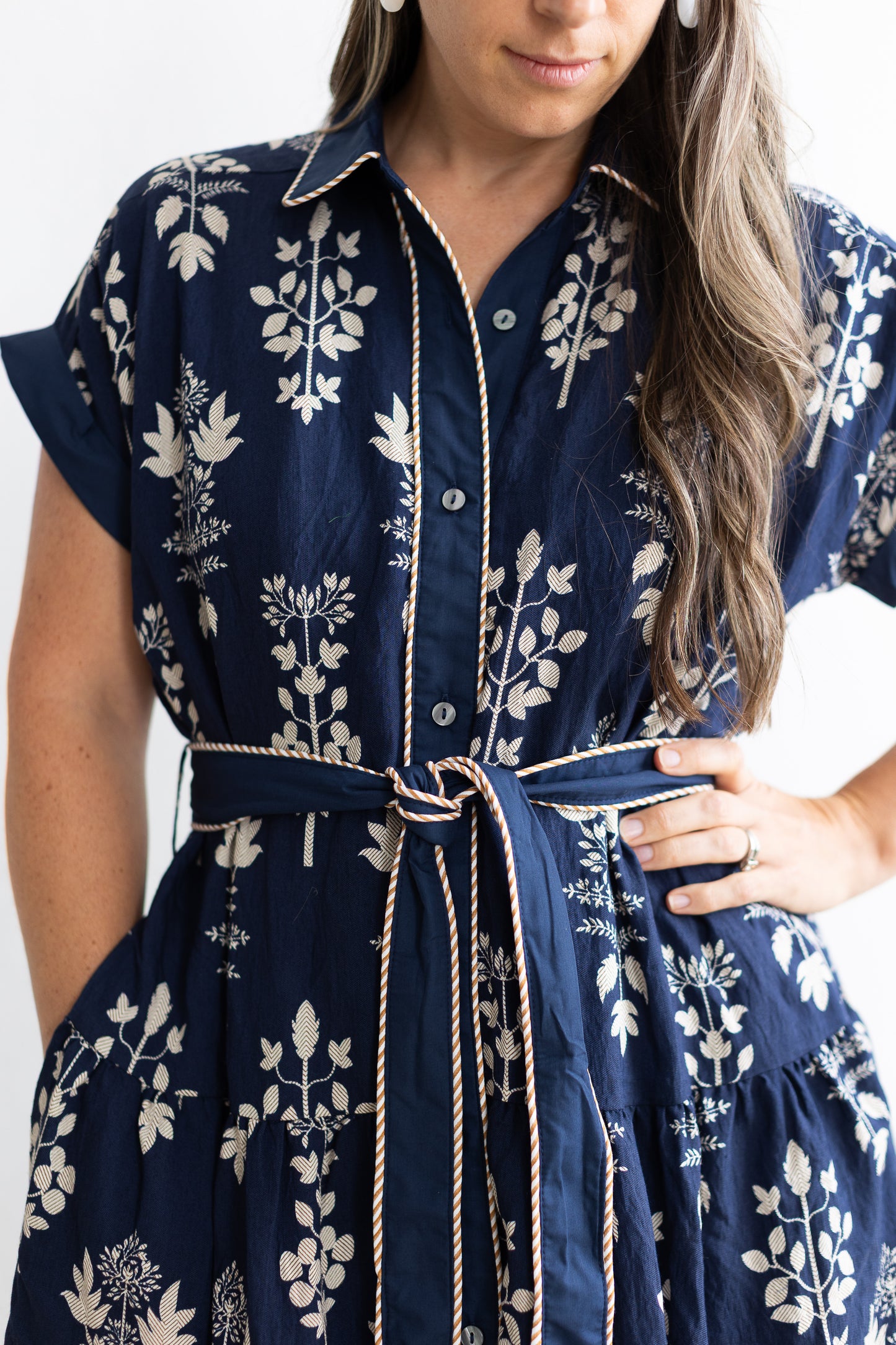 Ellison Row Botanical Collared Midi Dress