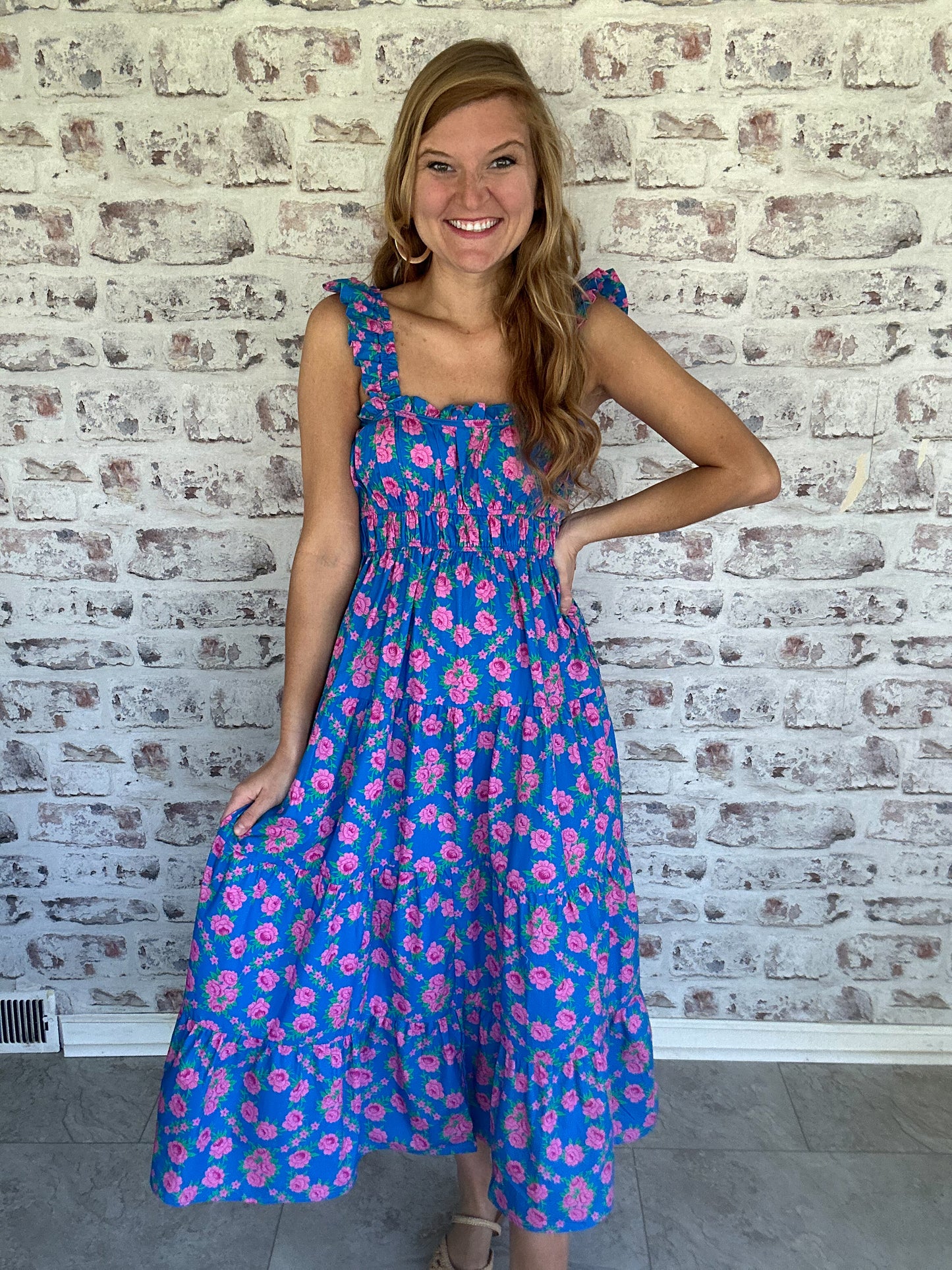 Ring Around the Rosie Ruffle Midi Dress