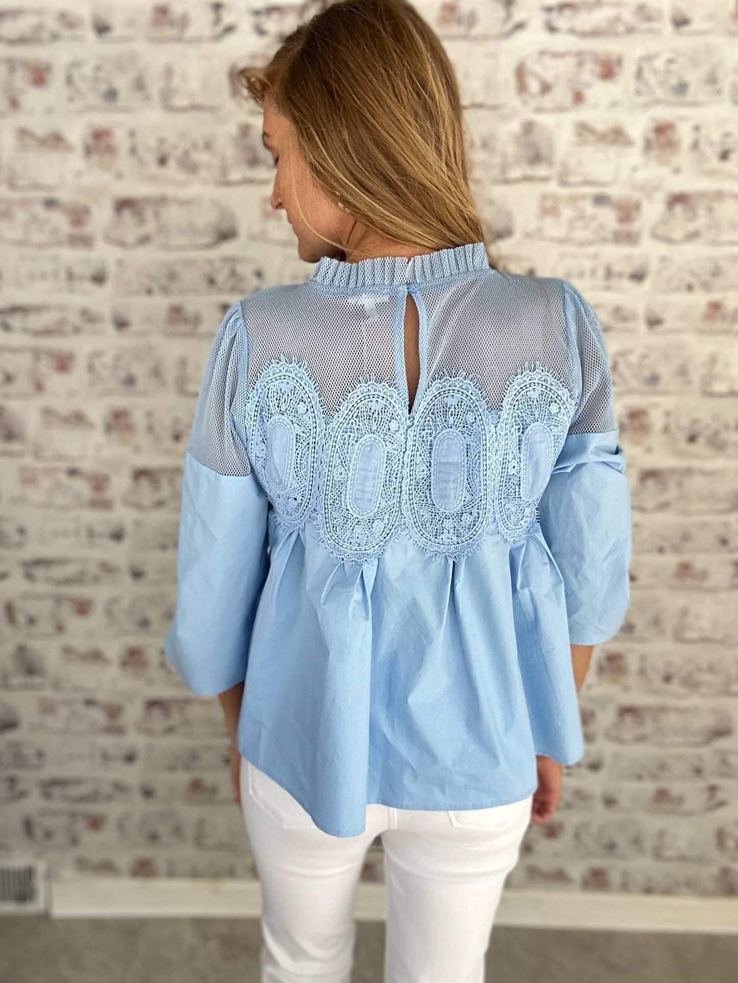 Astoria Lace Blouse in Blue