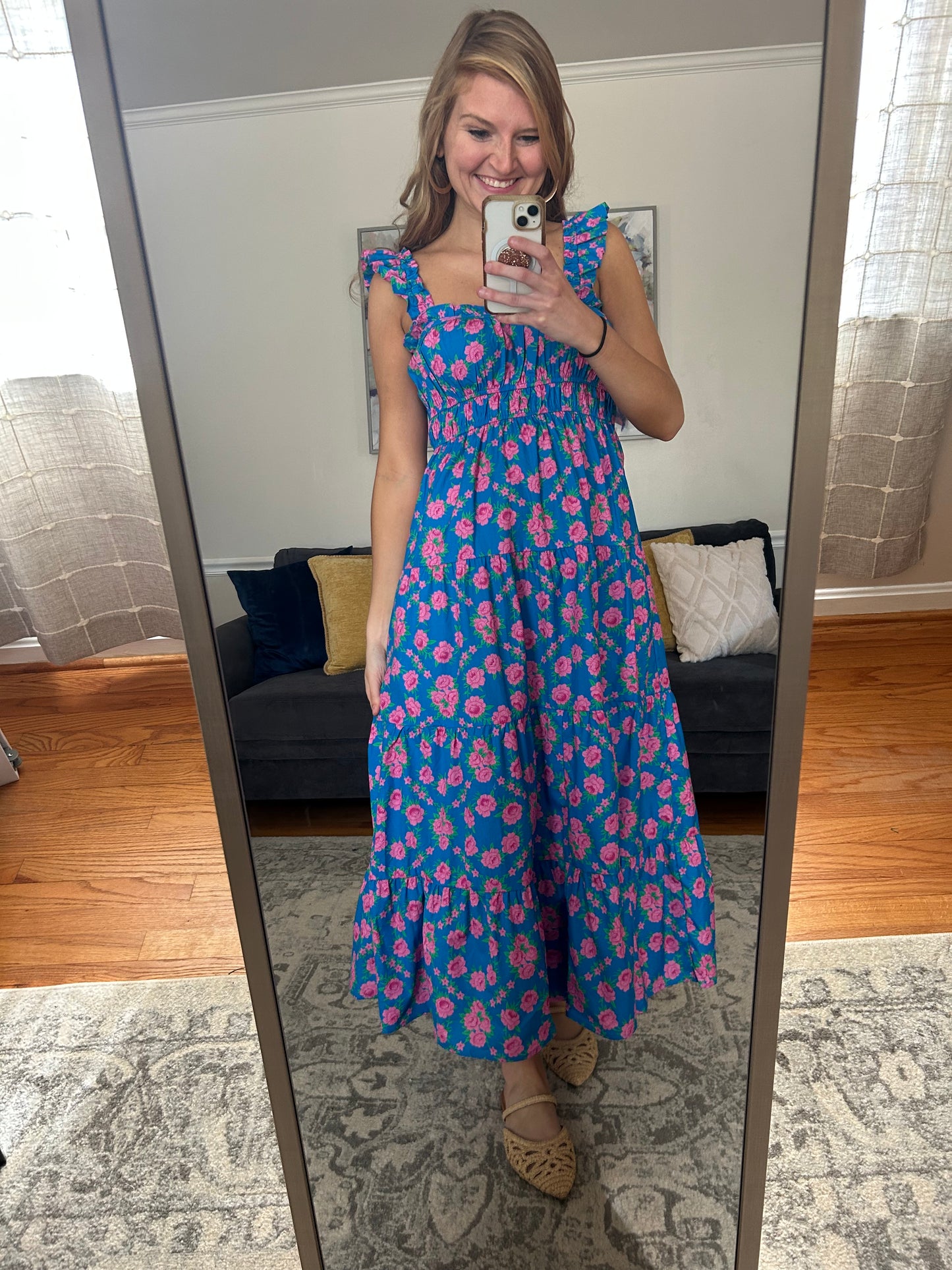 Ring Around the Rosie Ruffle Midi Dress