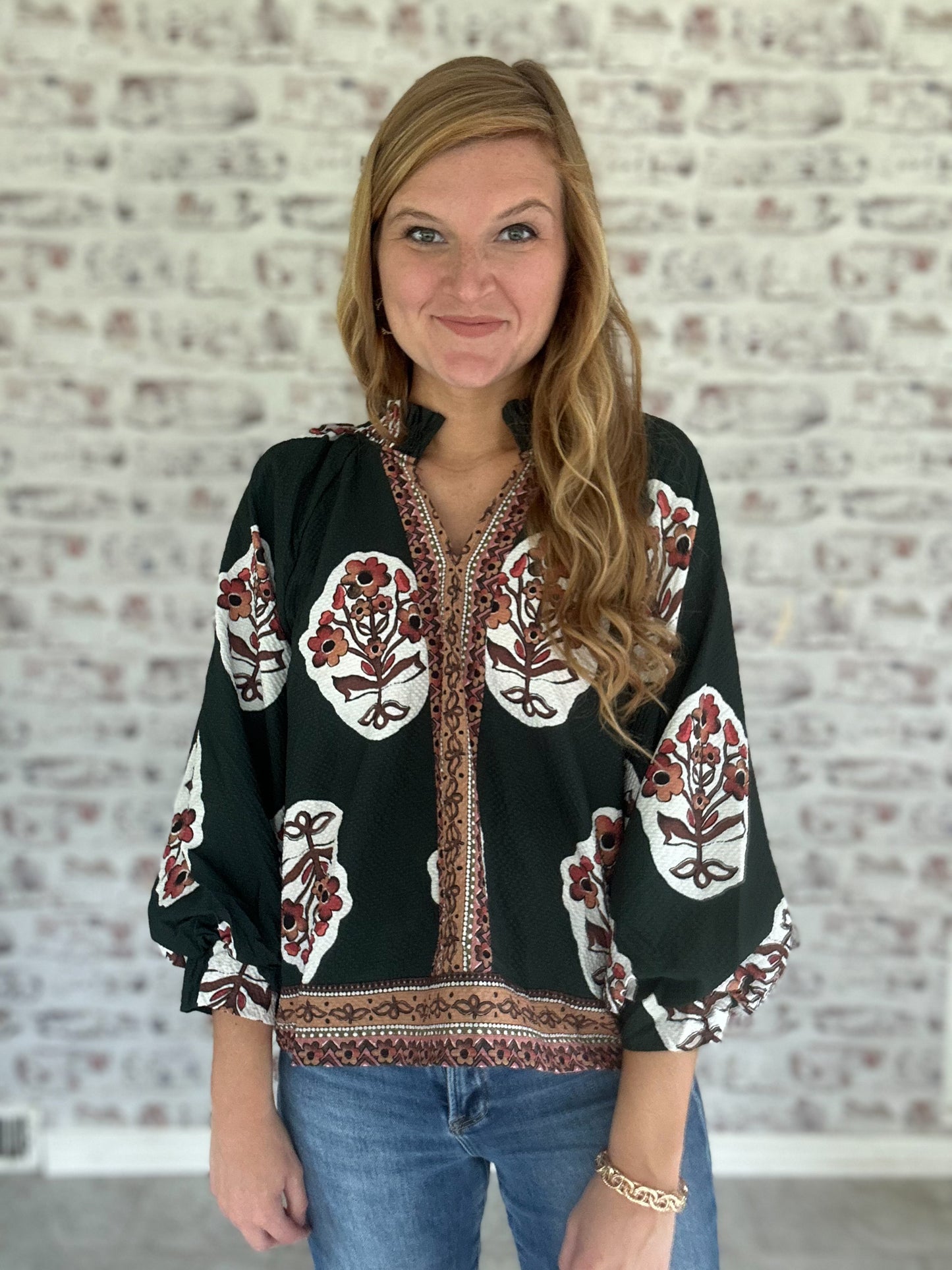 Storybook Botanica Blouse in Forest Green