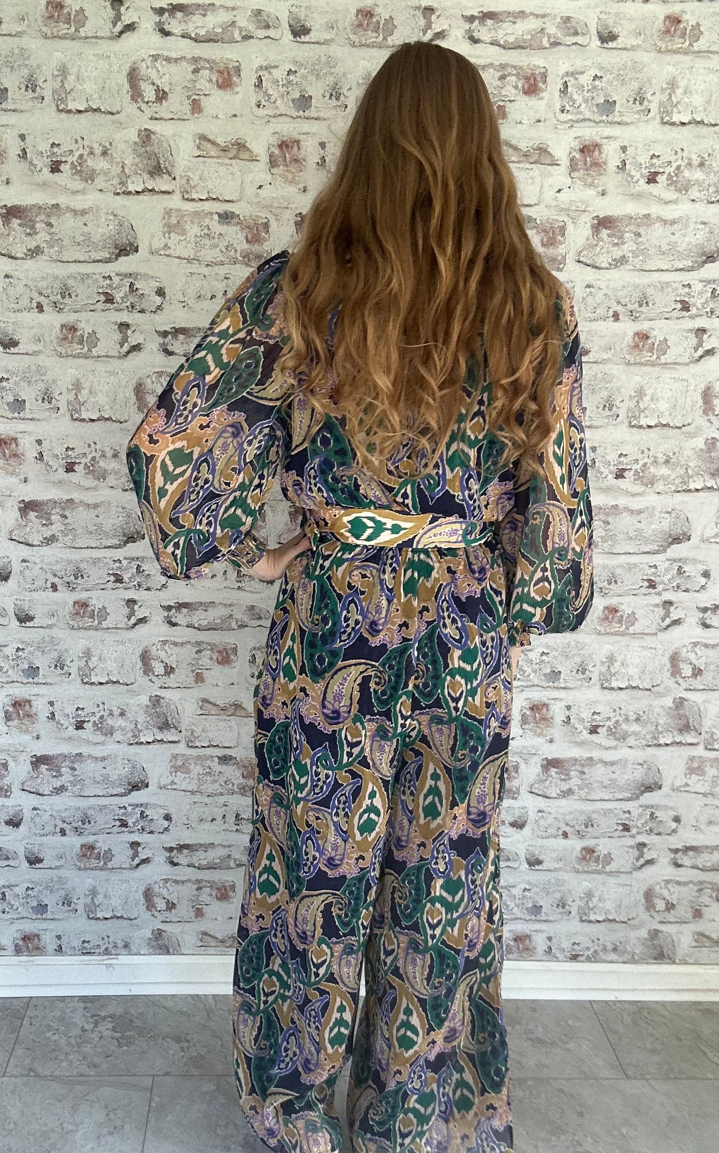 Verdant Dreams Belted Paisley Jumpsuit