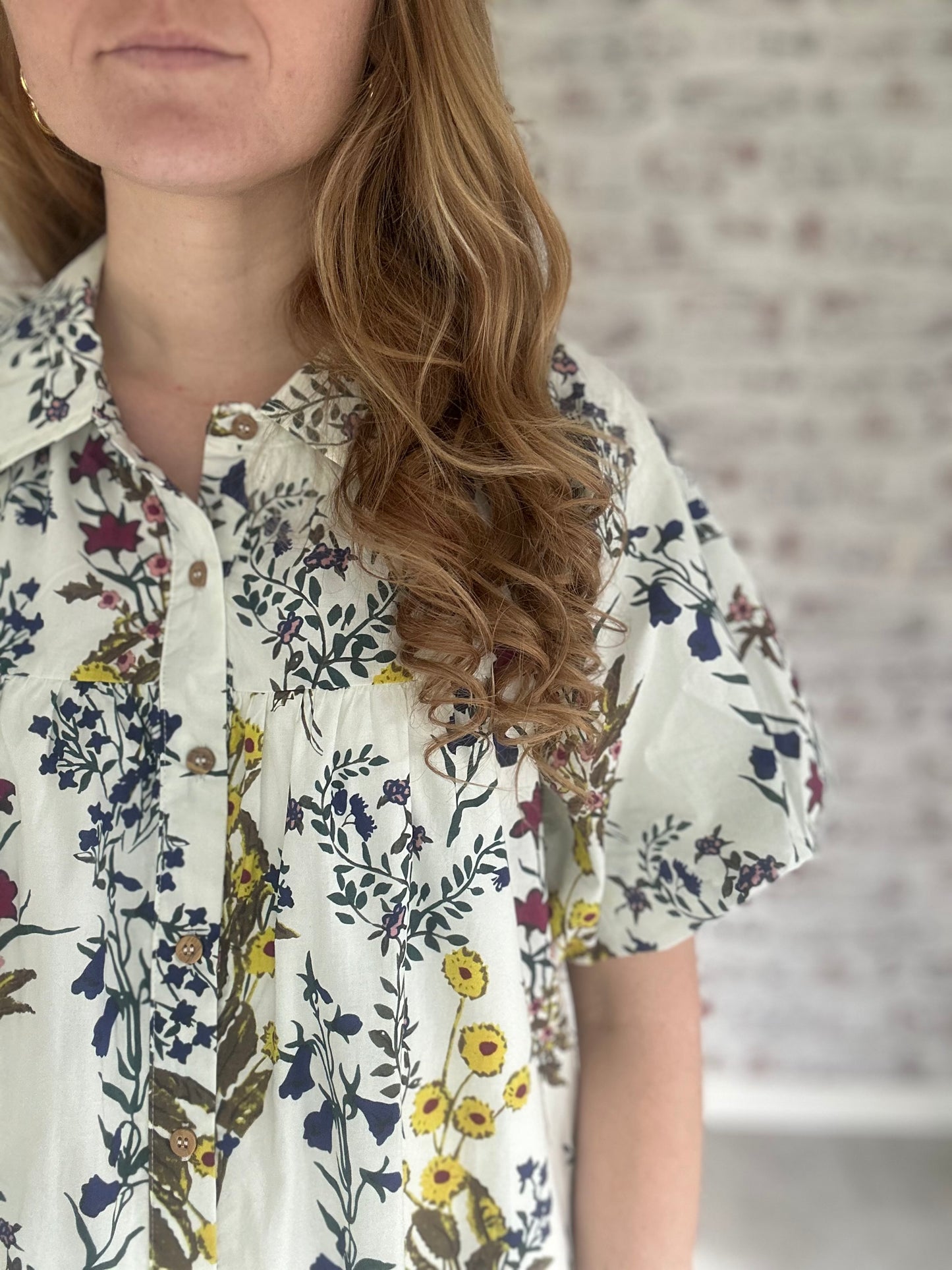Sunlit Fields Floral Collared Dress